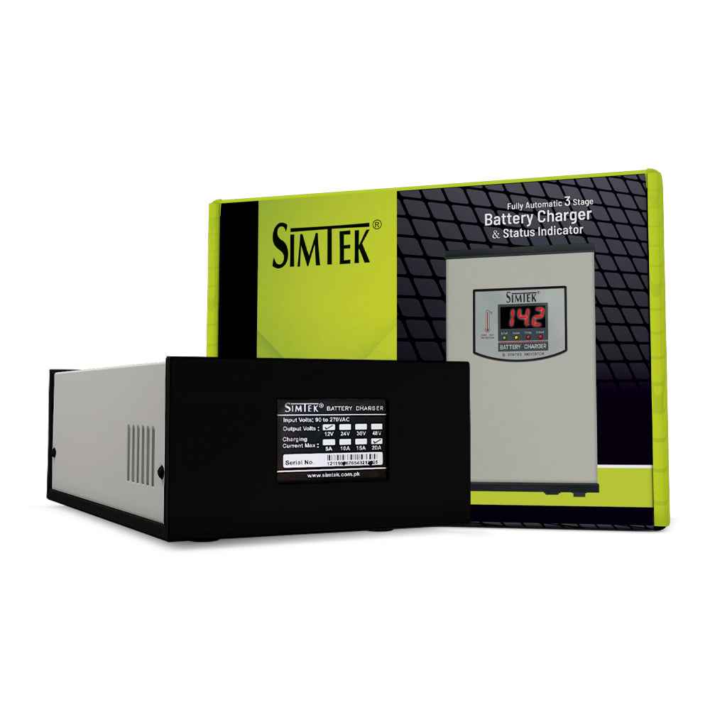 Simtek Digital Battery Charger 12V 20amp with 12v Output (6 Month Warranty)