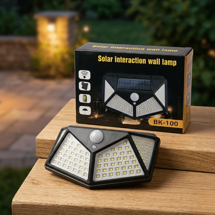 100 LED Solar Power Sensor Wall Light – IP65 Waterproof Outdoor Security Motion Sensor Lamp with 3 Lighting Modes - Zam Zam Store