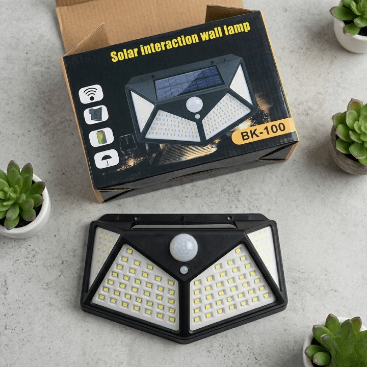 100 LED Solar Power Sensor Wall Light – IP65 Waterproof Outdoor Security Motion Sensor Lamp with 3 Lighting Modes - Zam Zam Store