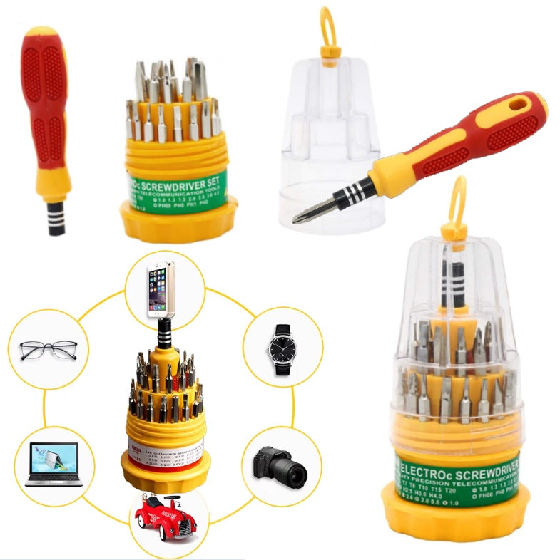 31-Piece Stainless Steel Screwdriver Set – Durable Silver Tool Kit