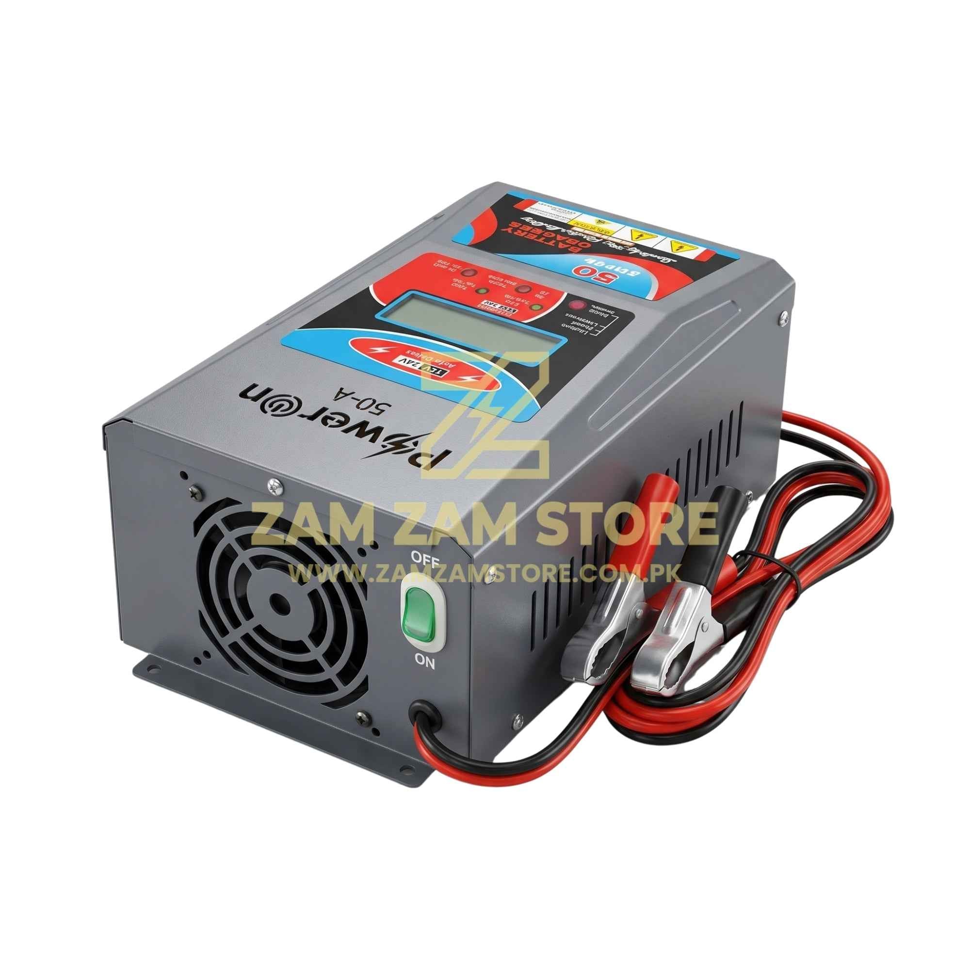 PowerOn 50A Battery Charger 12V/24V Auto for Tubular & Lithium Batteries