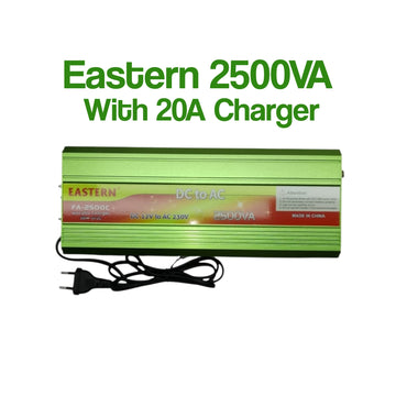 Eastern 2500 VA 12V DC to 220V AC Inverter with Builtin Battery Charger