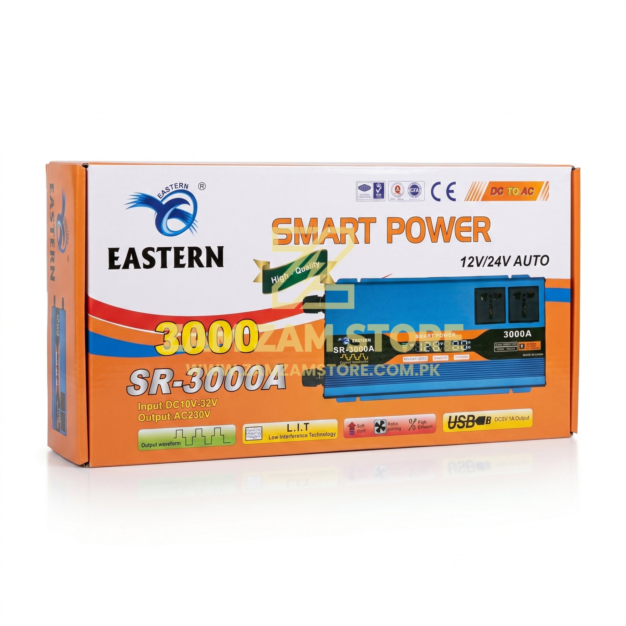 EASTERN 3000W DC to AC Inverter | 12v and 24V to 220v Auto with Digital Display
