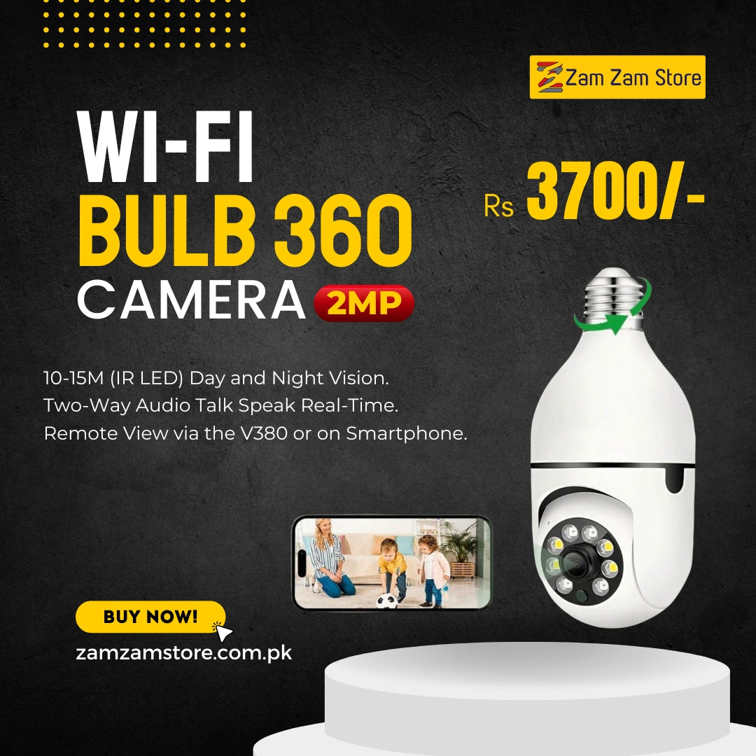 Wifi Bulb Camera 360 Rotation-Color mode & Siren indicator - Zam Zam Store