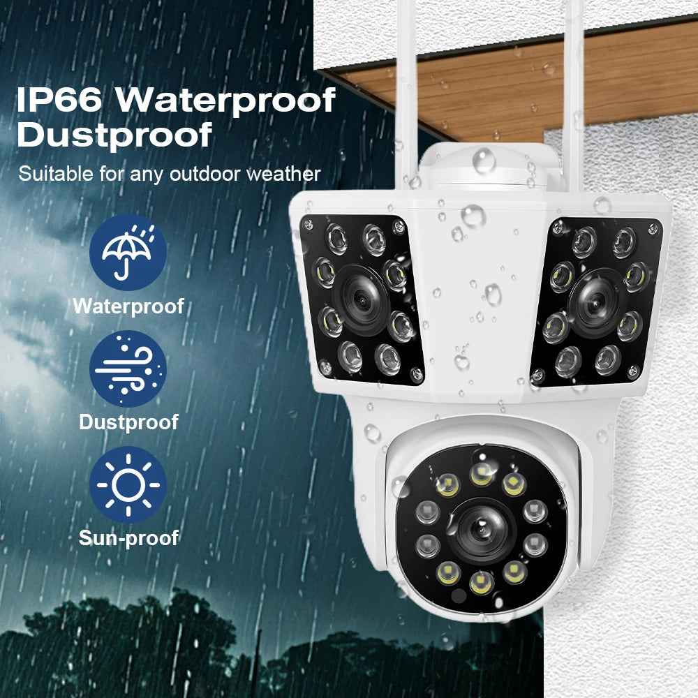WiFi 2MP Outdoor PTZ Camera 3 Lens