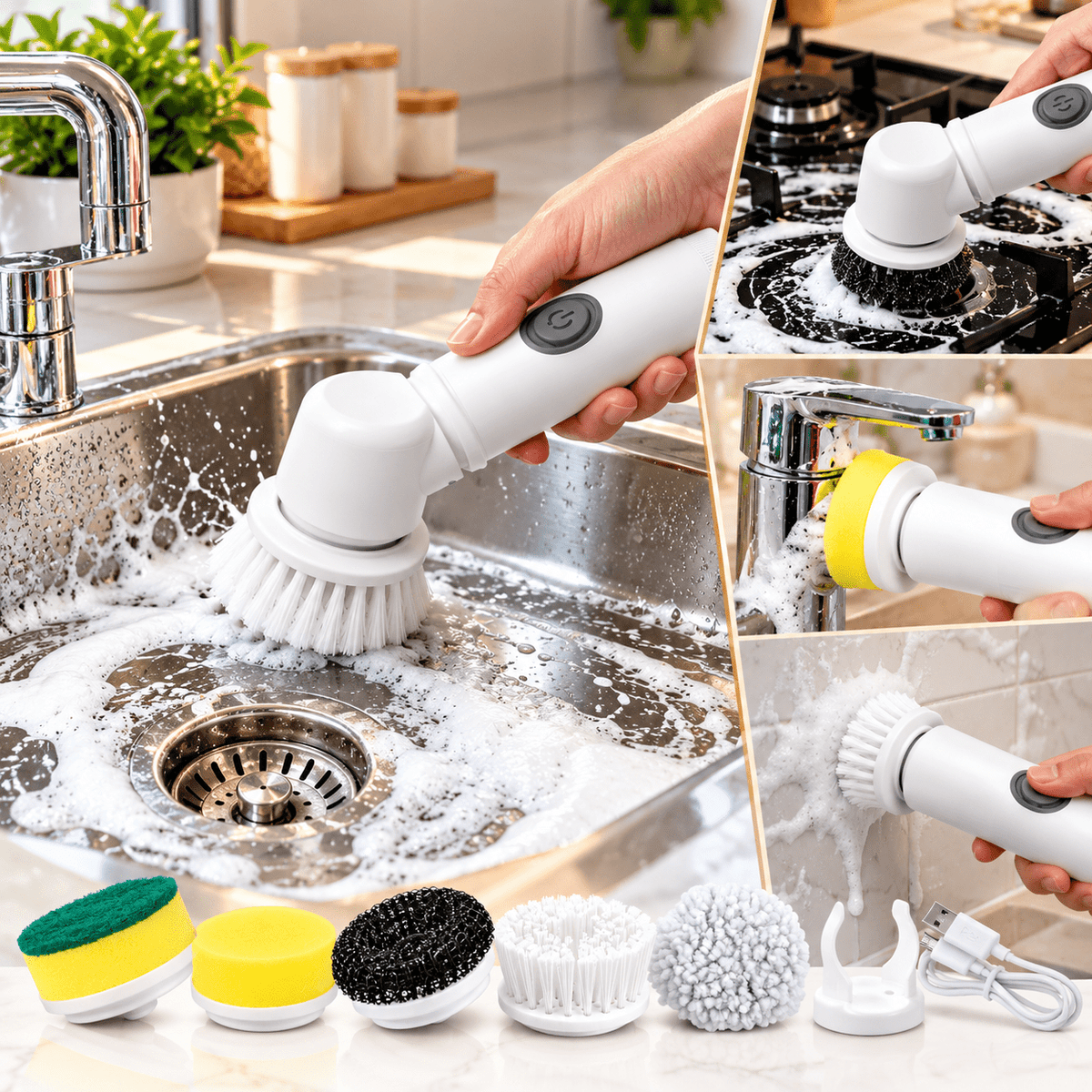 5-in-1 Electric Cleaning Brush – Stop Scrubbing by Hand - Zam Zam Store
