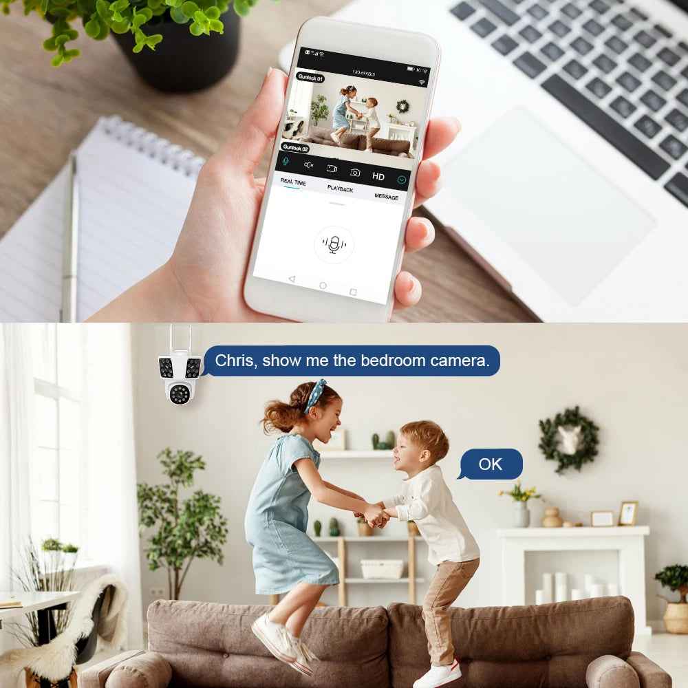 WiFi 2MP Outdoor PTZ Camera 3 Lens