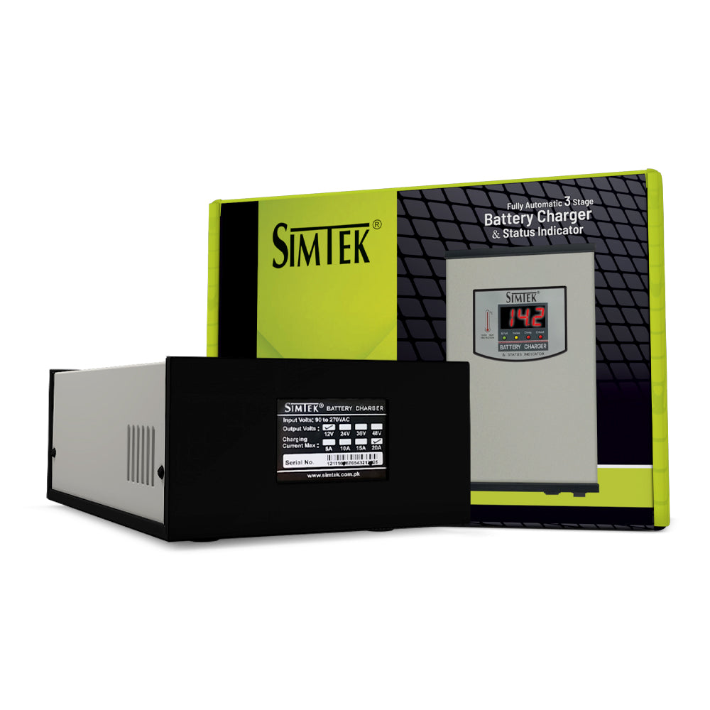 Simtek Digital Battery Charger 12V 20amp with 12v Output (6 Month Warranty) - Zam Zam Store