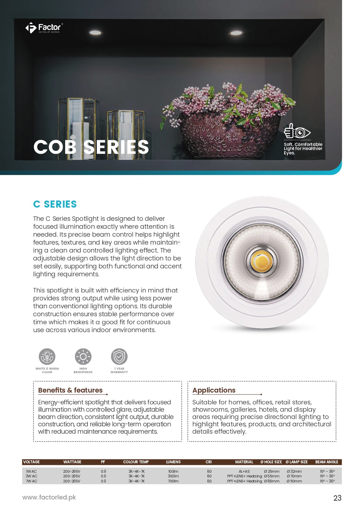 Factor C Series COB Light 1W / 3W / 7W