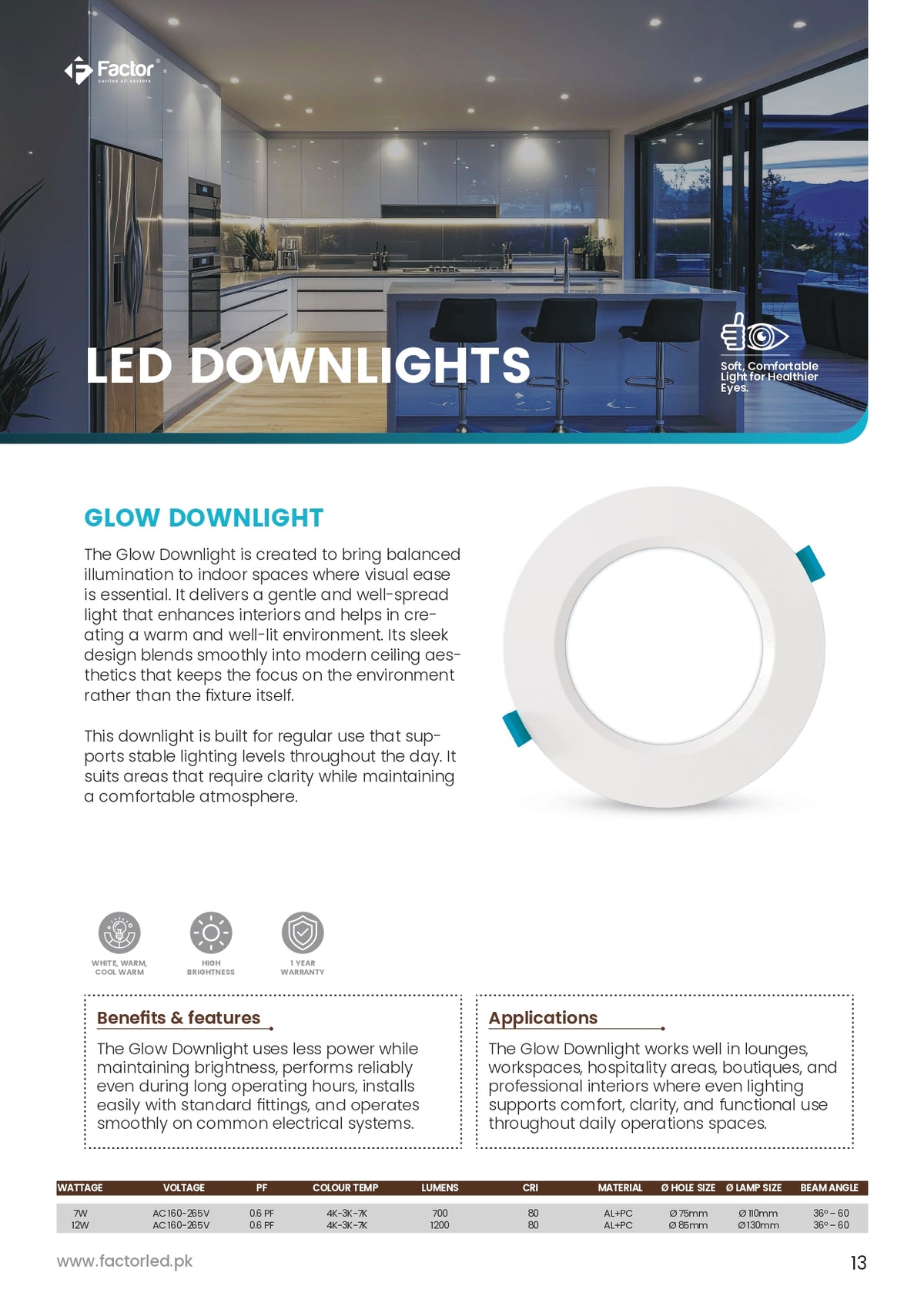Factor Glow Downlight 7W / 12W