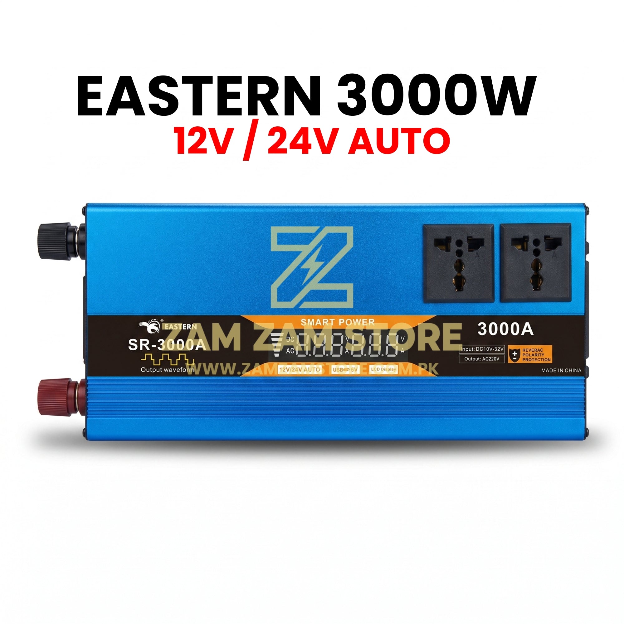 EASTERN 3000W DC to AC Inverter | 12v and 24V to 220v Auto with Digital Display