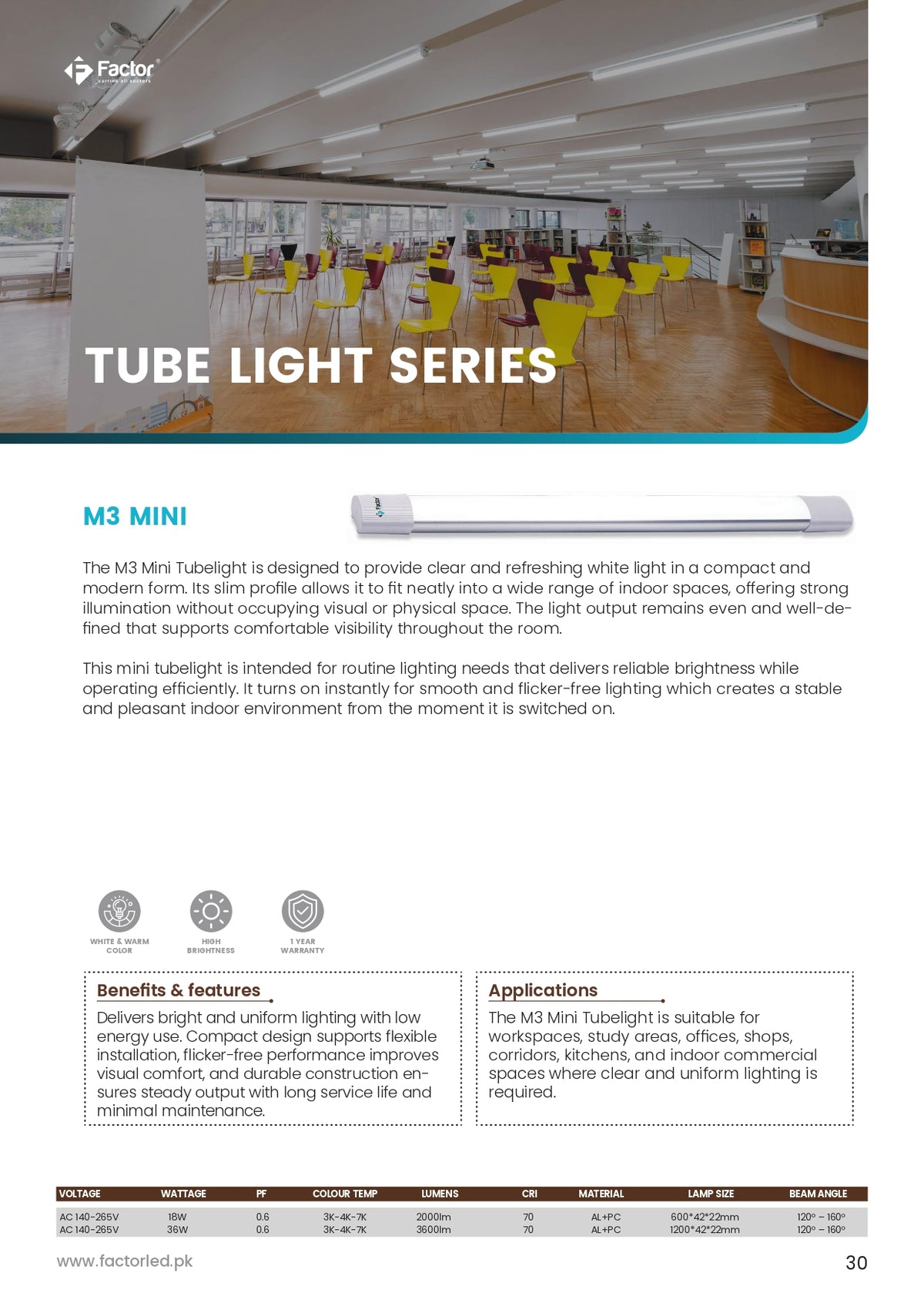 Factor M3 Mini Tube Light 18W / 36W
