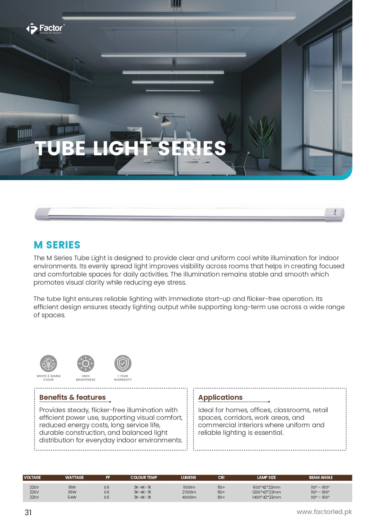 Factor M Series Tube Light 18W / 36W / 54W