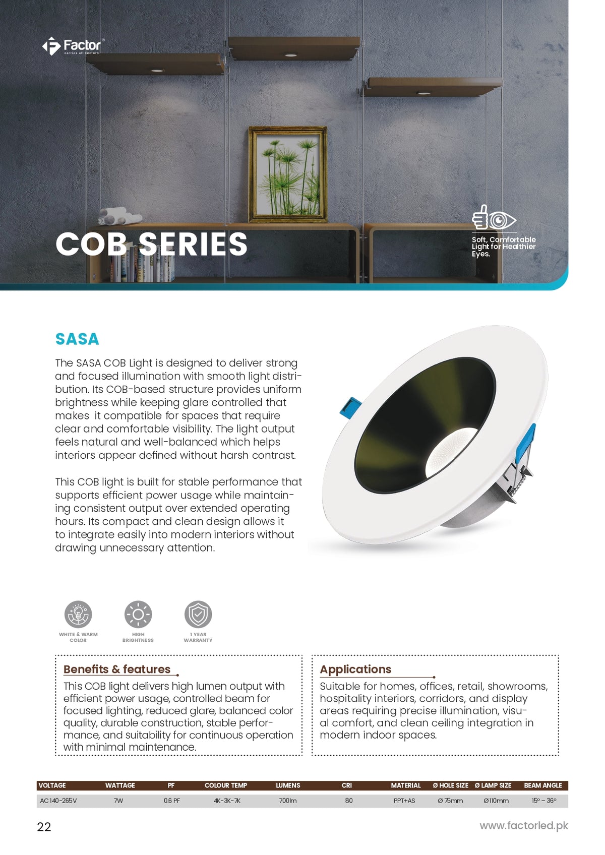 Factor SASA COB Light 7W Downlight