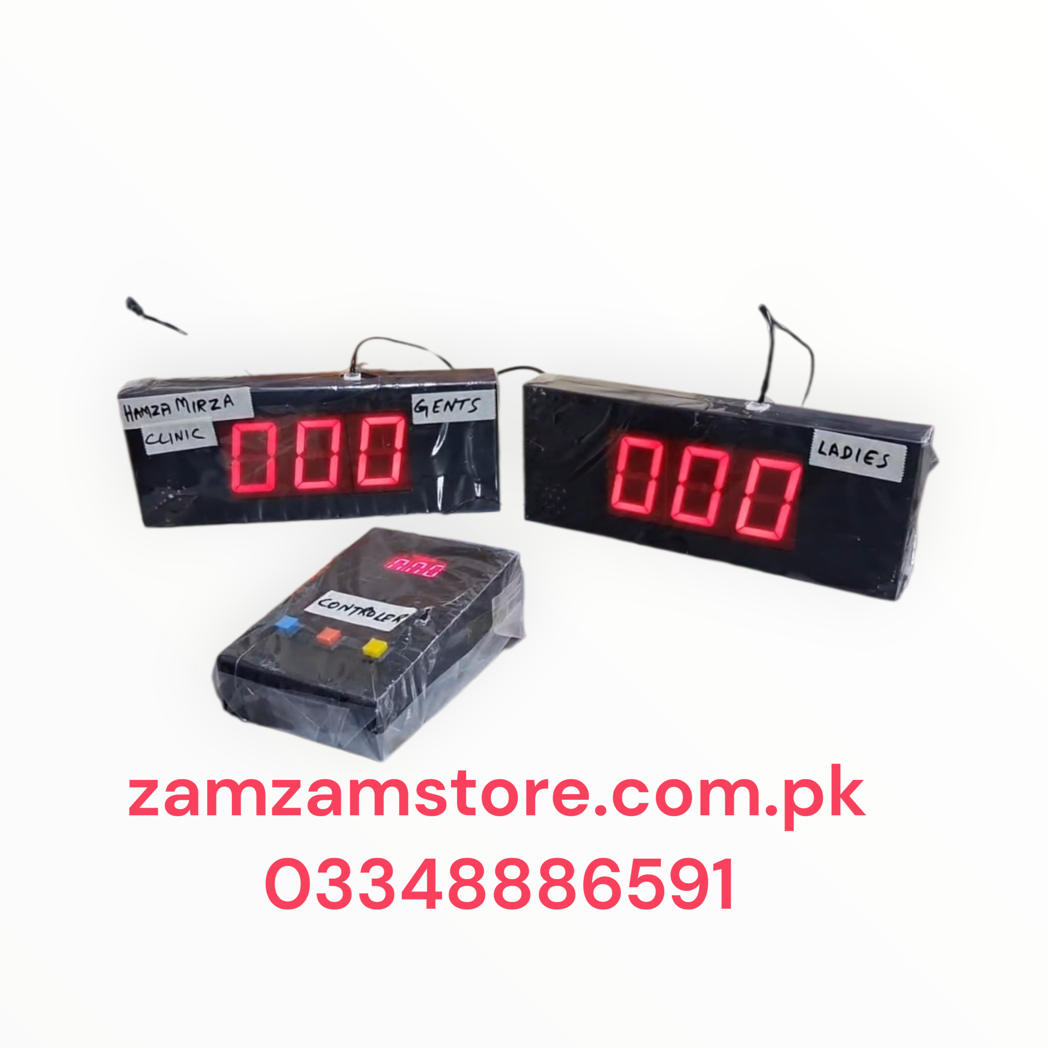 Patient Ticket Counter System – 3 Digit Display (1 Counter+ 2 Display) (Wired QMS)