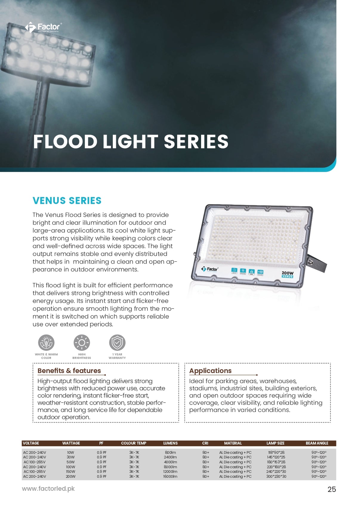 Factor Venus Flood Light 10W / 30W / 50W / 100W / 150W / 200W