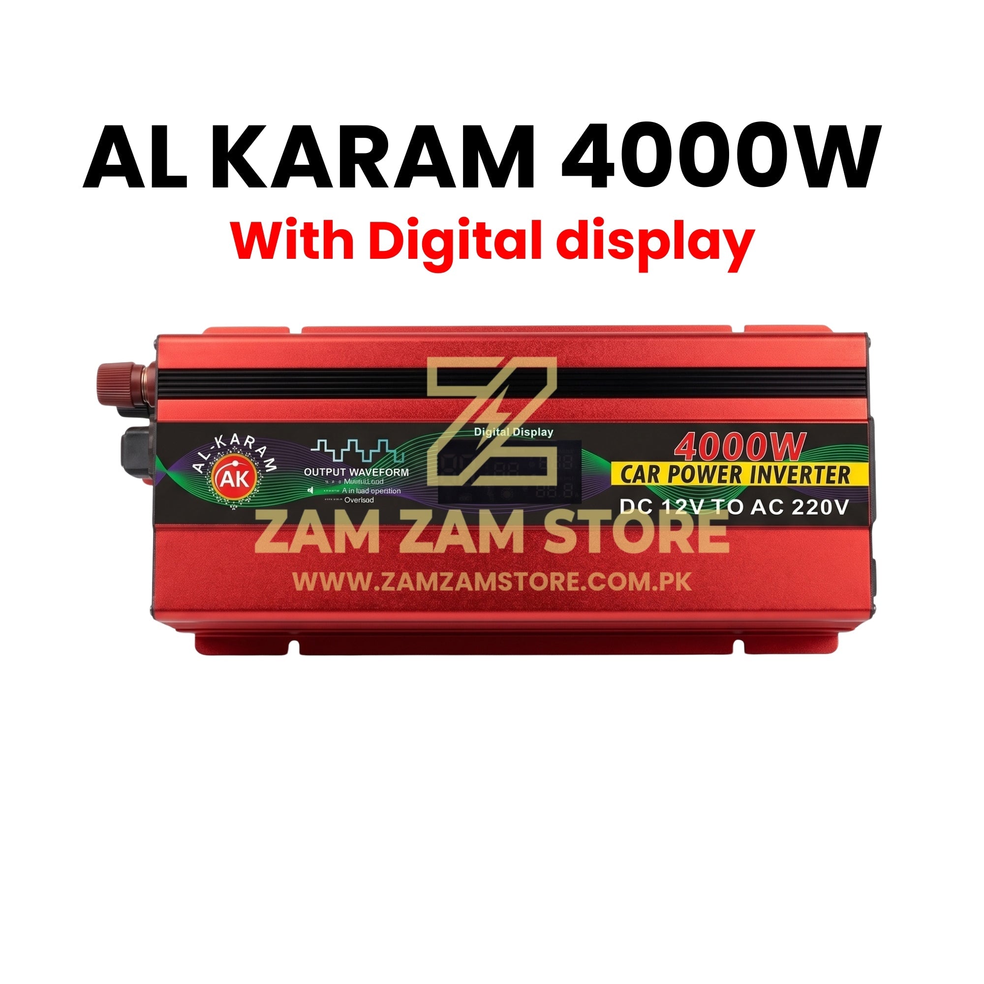 AL Karam 4000W 12V DC to 220V AC Inverter with Display Screen - Zam Zam Store