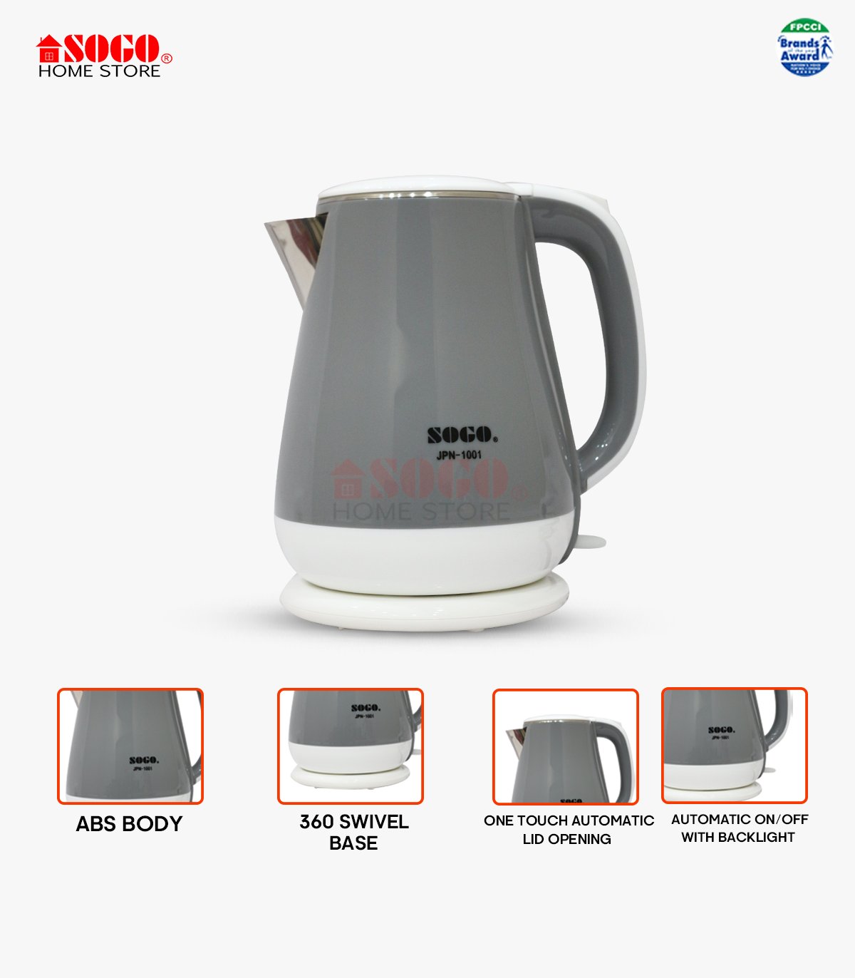 SOGO JPN-1001 Electric Kettle 1.5L – Fast Water Boiling