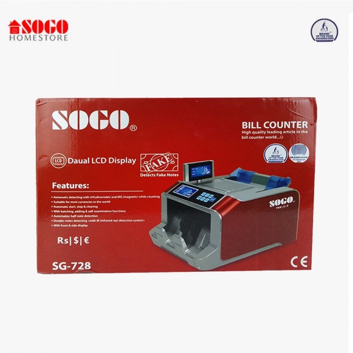 SOGO SG-728 Cash Counting Machine with UV, MG & IR Fake Note Detection