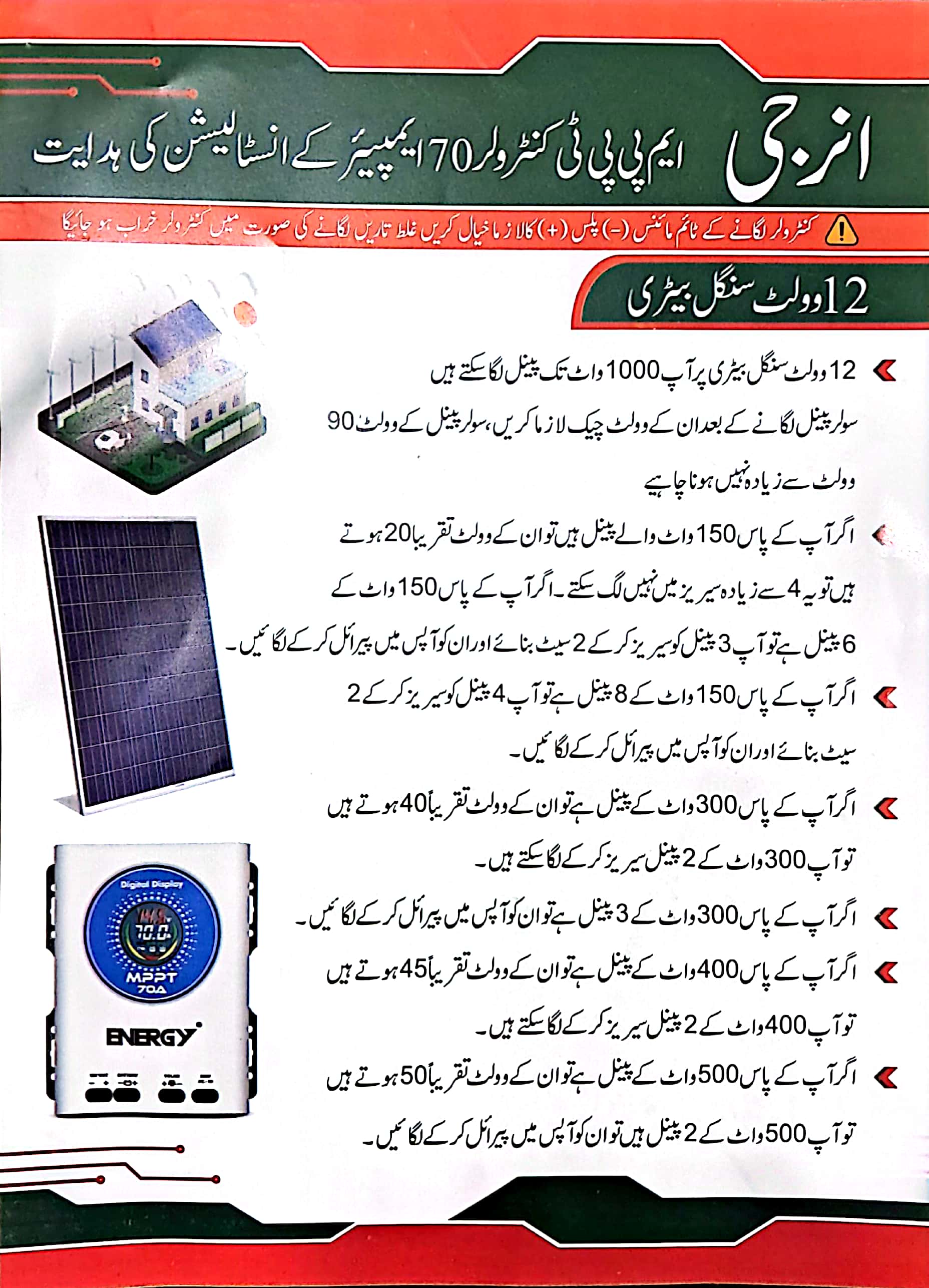ENERGY 1.5KW PV Inverter Without battery Solar inverter - 1-3 Panel Support-Free delivery - Zam Zam Store