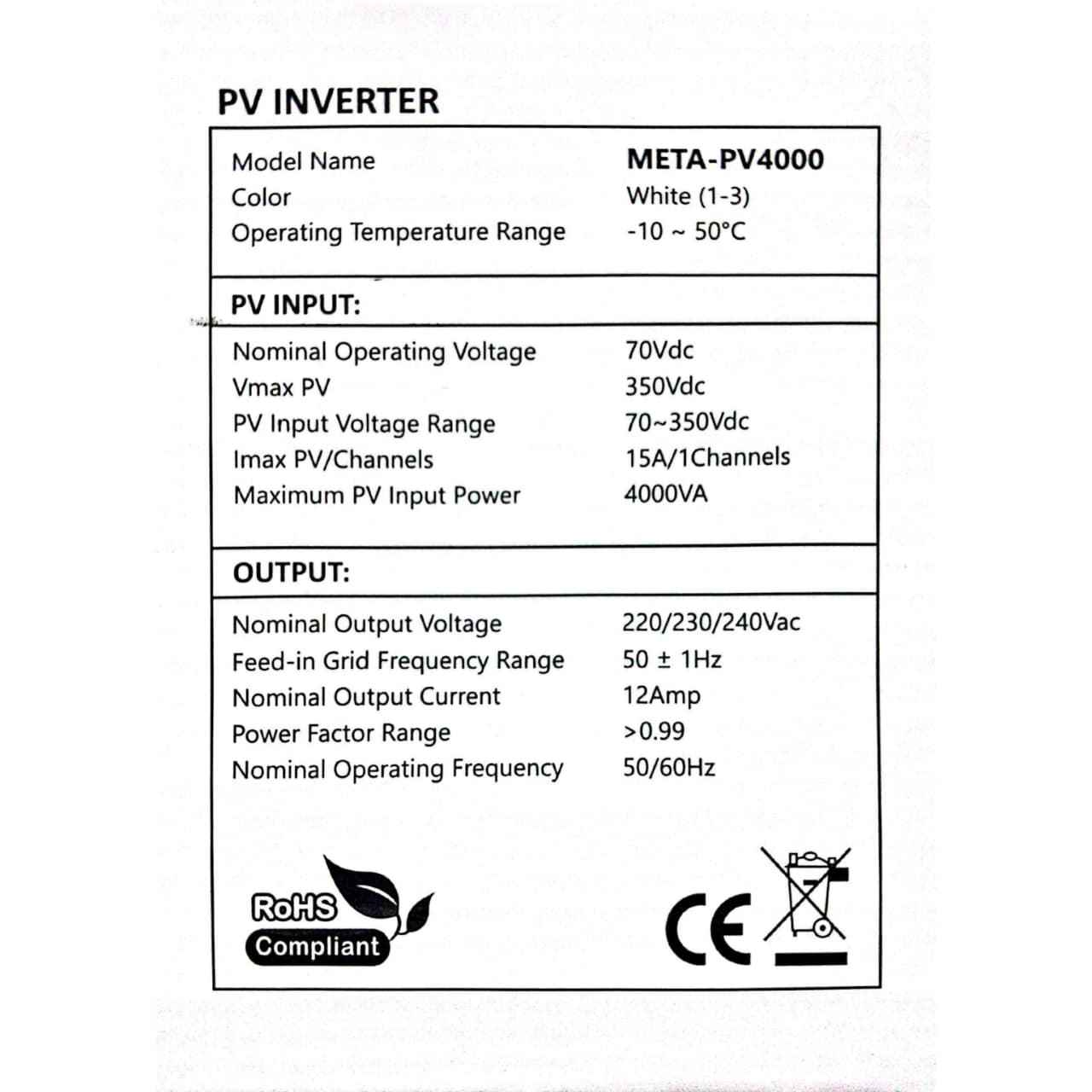ENERGY PV 4000 Solar Inverter (2-6 Panel) / Pure Sine Wave Runs Without Battery - Zam Zam Store