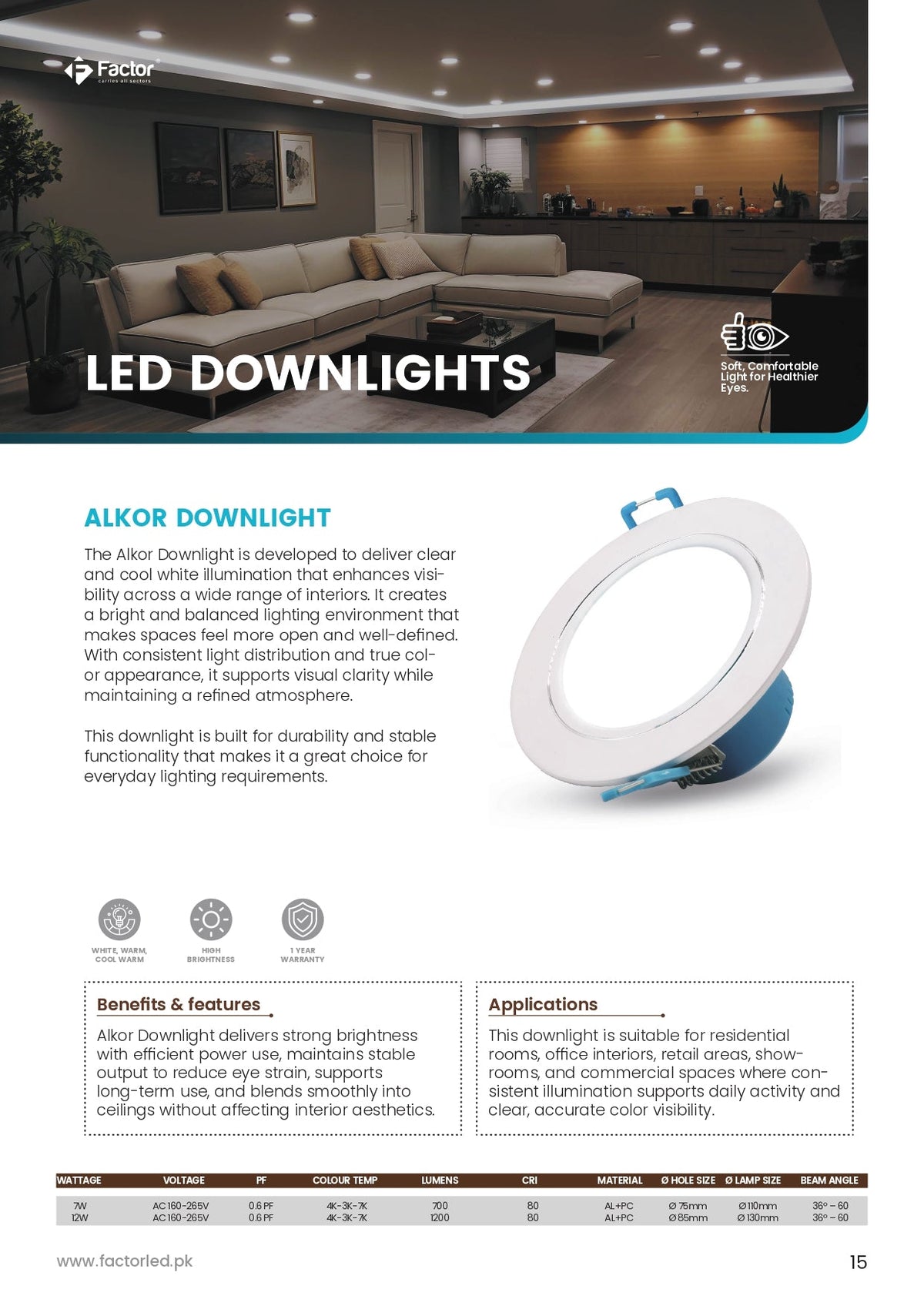 Factor Alkor Downlight 7W / 12W - Zam Zam Store