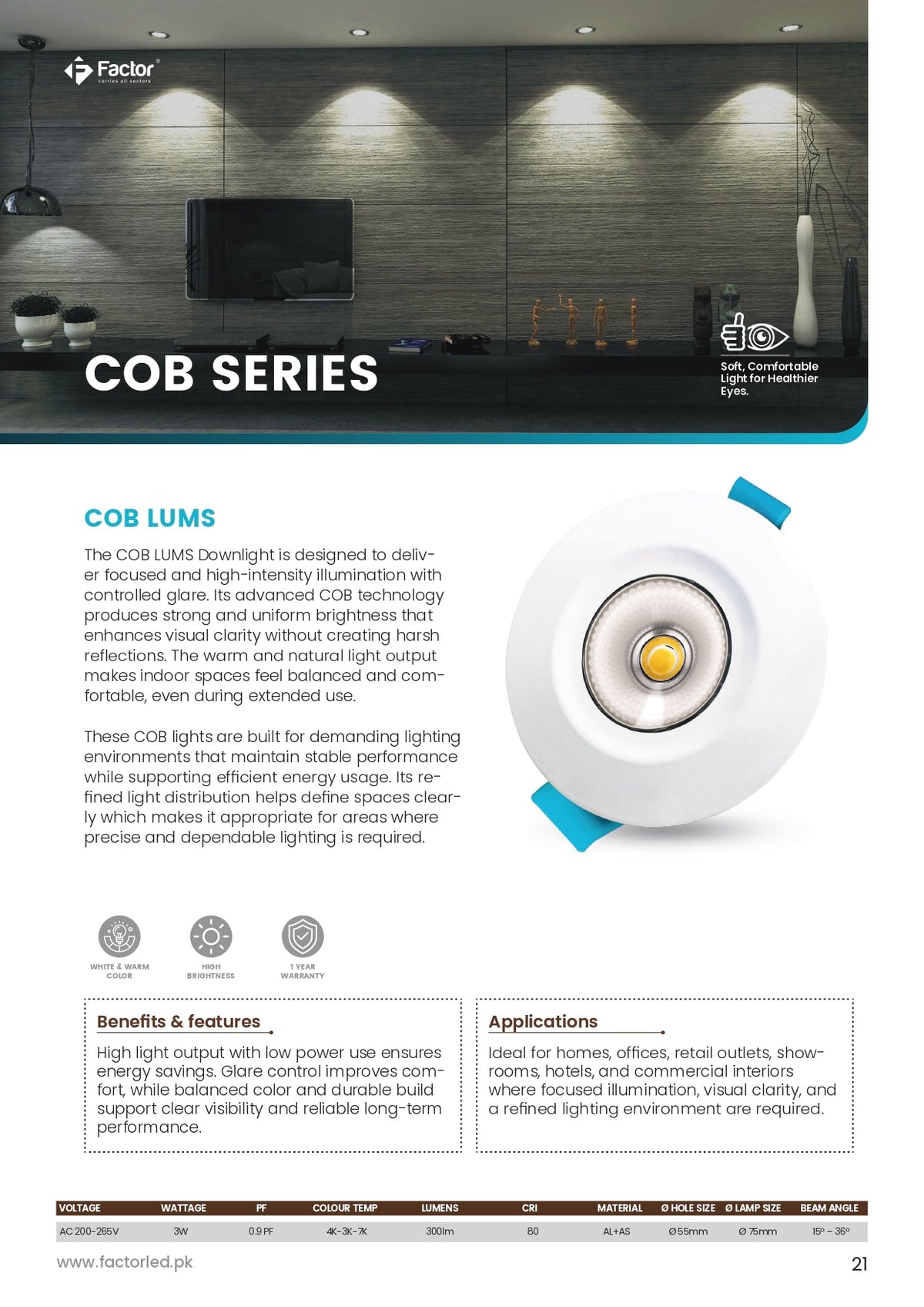 Factor COB LUMS 3W Downlight - Zam Zam Store