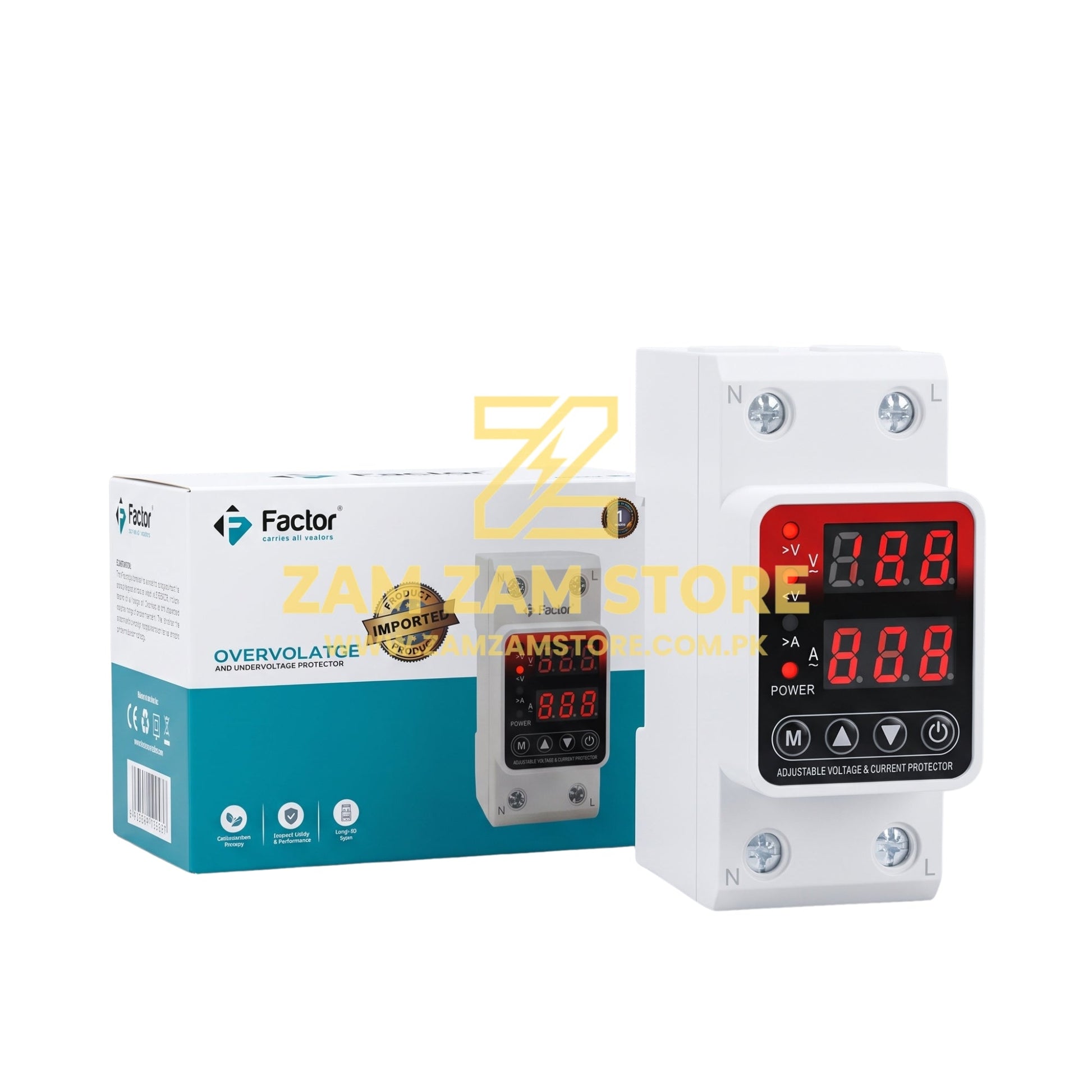 Factor Smart Voltage Protector 63A 2 Pole - 220V | 1 Year Warranty - Zam Zam Store