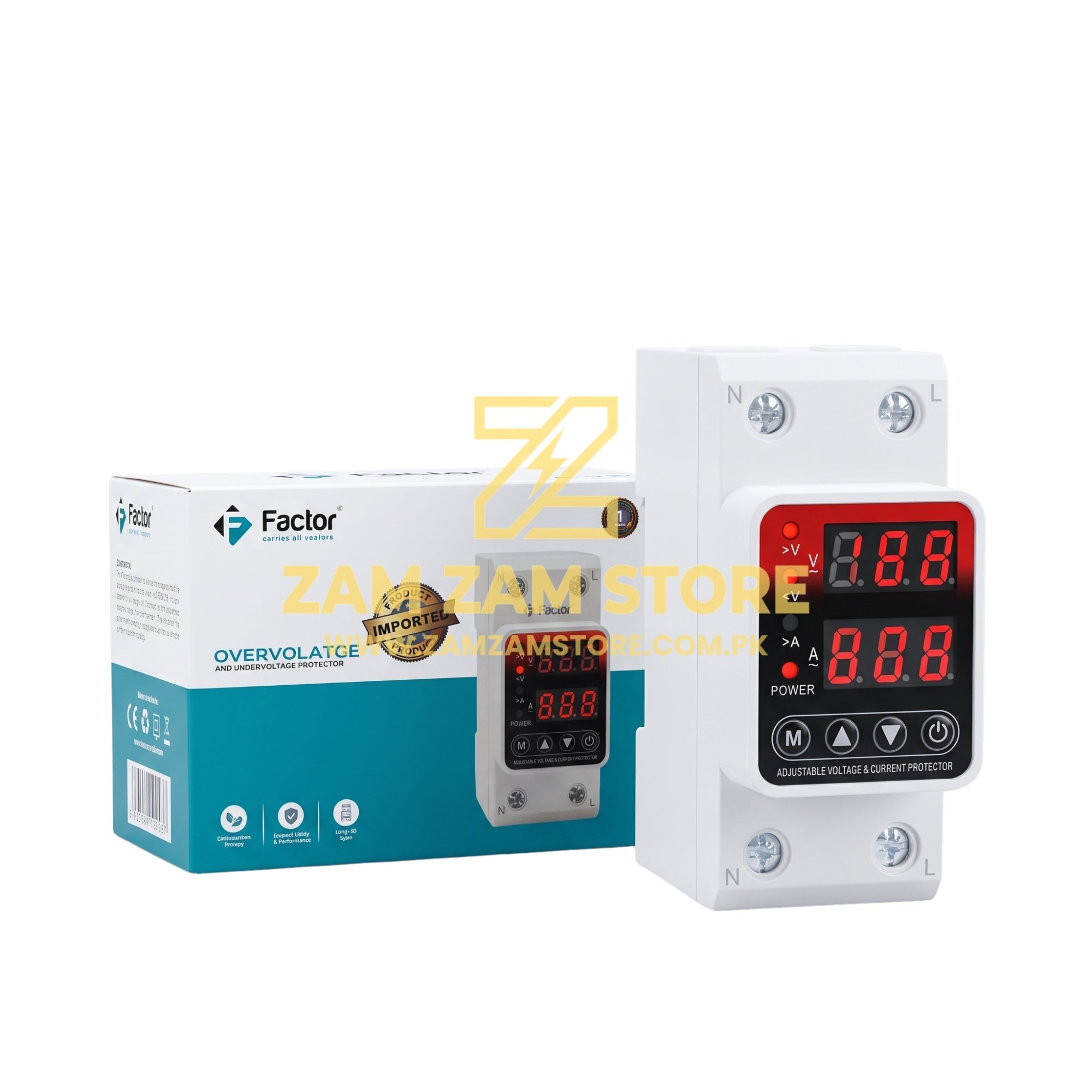 Factor Smart Voltage Protector 63A 2 Pole - 220V | 1 Year Warranty - Zam Zam Store