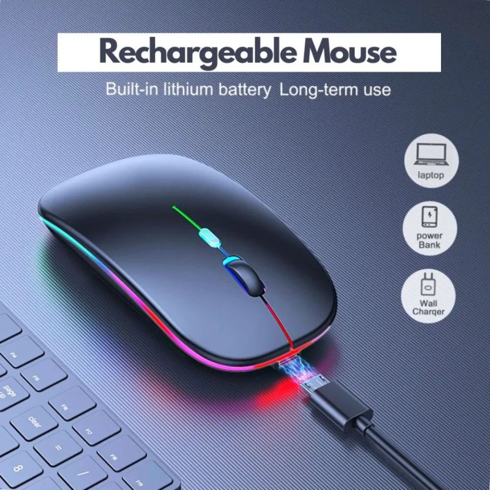 HP Original Wireless RGB Rechargeable Bluetooth Slim Mouse with 480mAh Battery – Black - Zam Zam Store