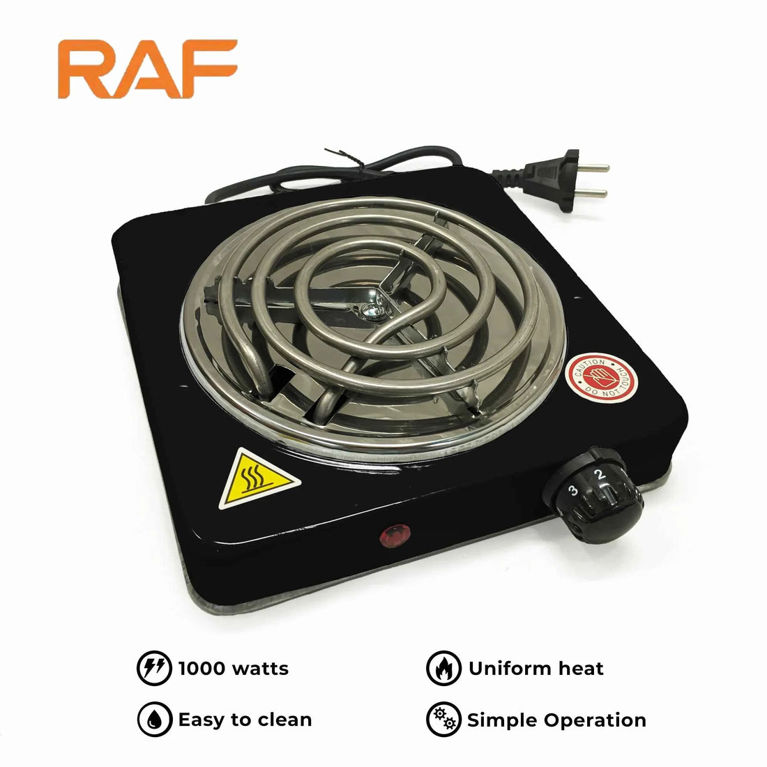 RAF Electric Stove & Hot Plate – 1000W Black