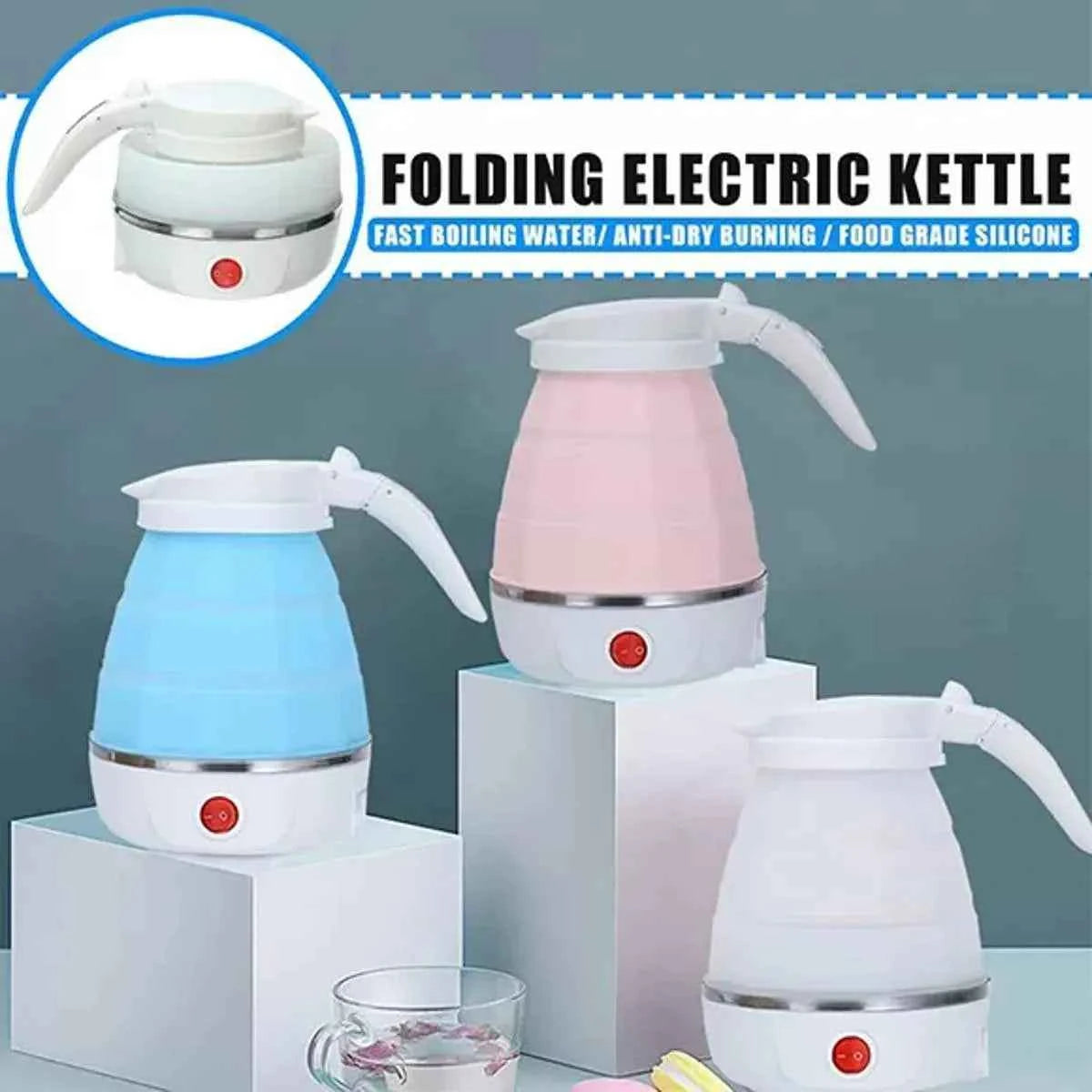 Silver Crest 0.7L Foldable Electric Travel Kettle – 600W White