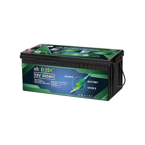 DJDC 12V 200Ah LiFePO₄ Battery – Smart Display & Bluetooth