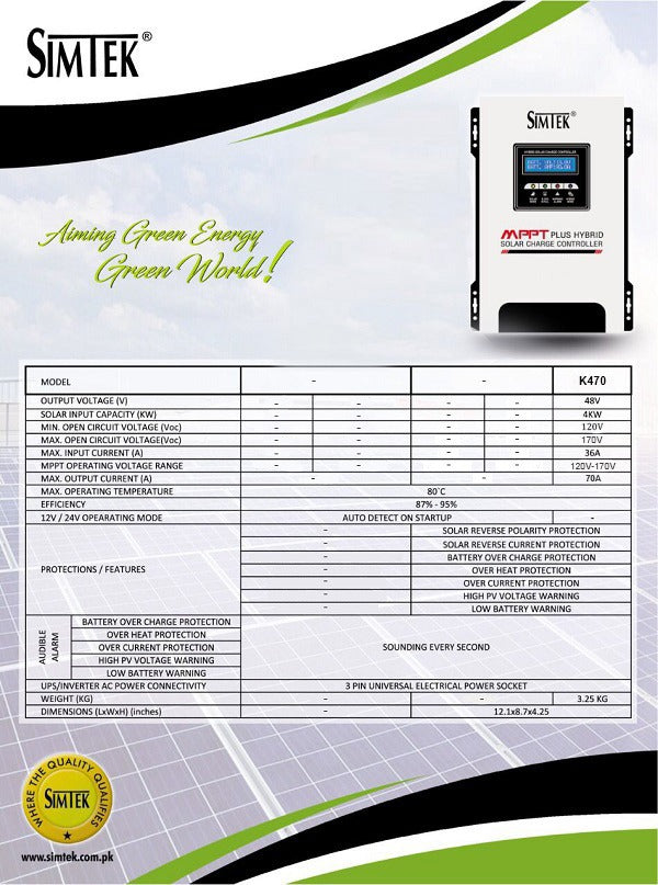 Simtek MPPT Solar Charge Controller 70amp 48v - Zam Zam Store
