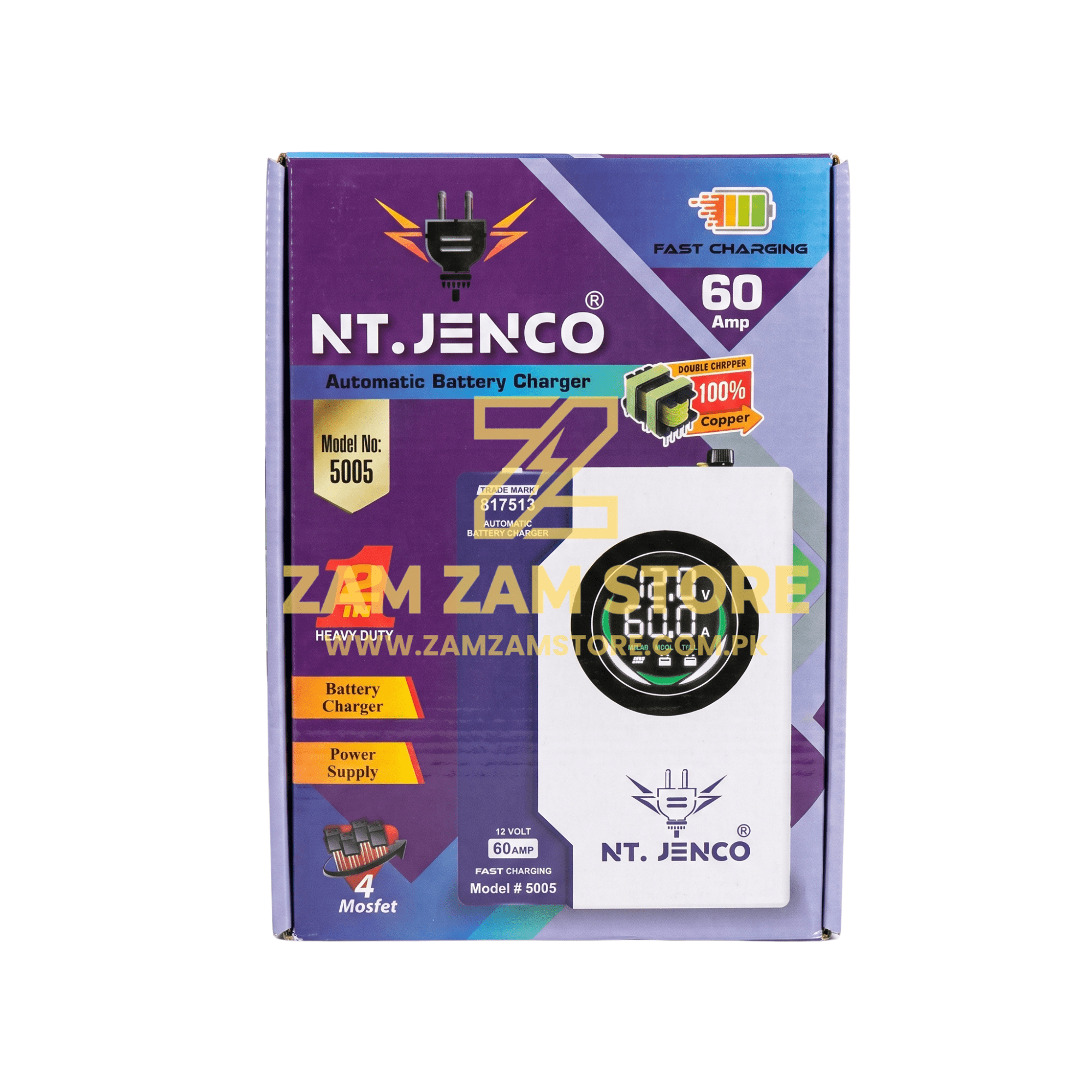 NT JENCO 12V 60A Automatic Battery Charger for Tubular/Lithium Batteries - Zam Zam Store