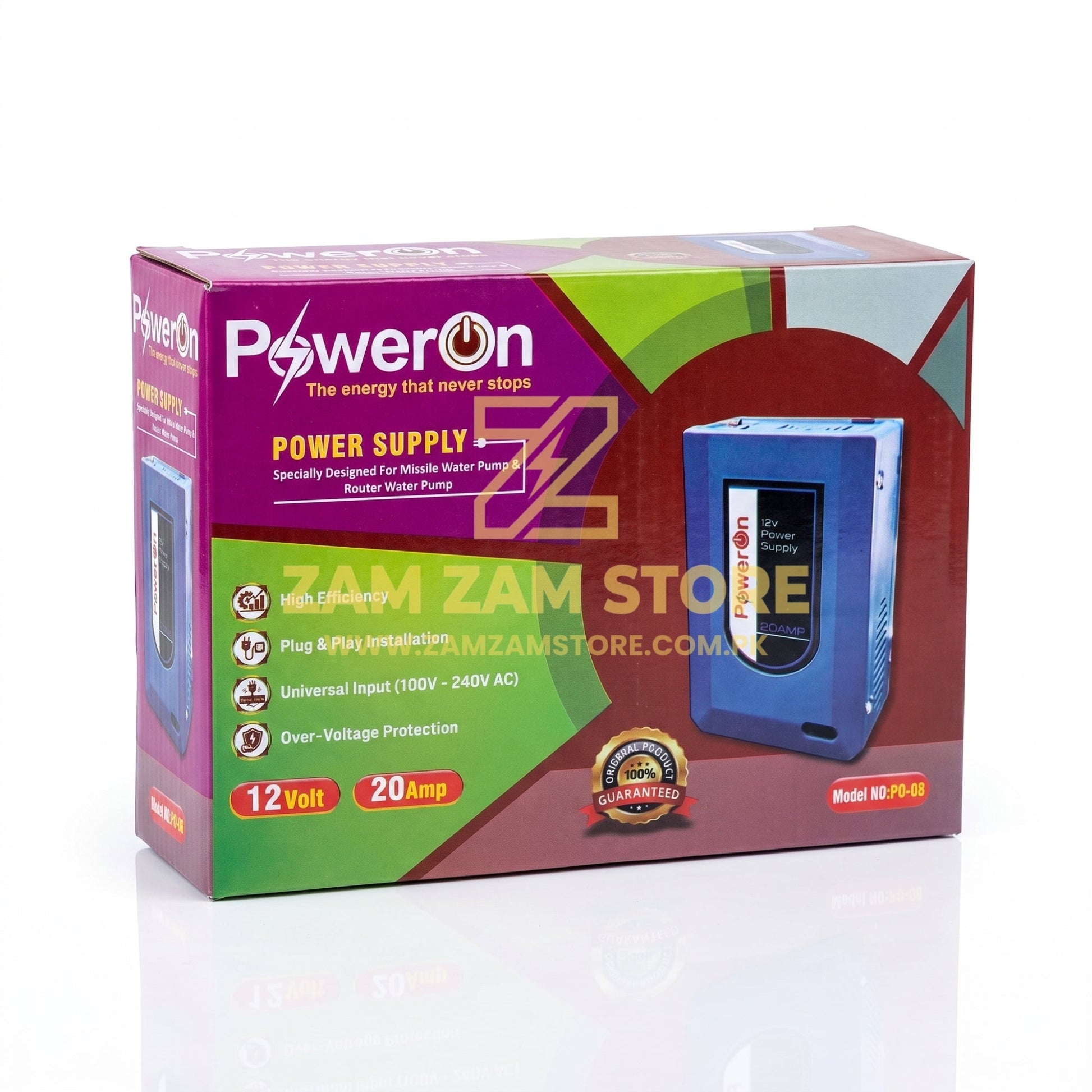 PowerOn 12V 20A Power Supply for Water Air Cooler & DC Appliances - Zam Zam Store