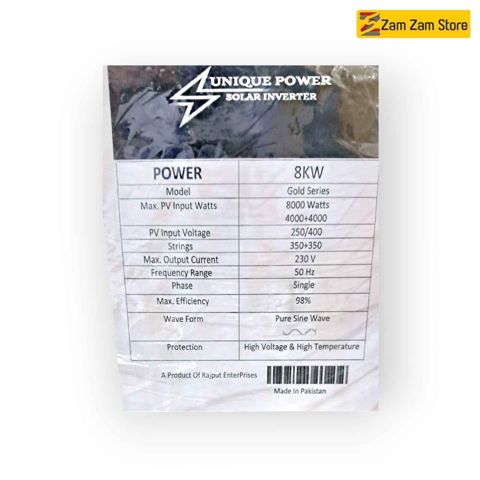 Unique Power - 8 kw - Direct Solar Inverter (without Battery without Wapda) (Copy)