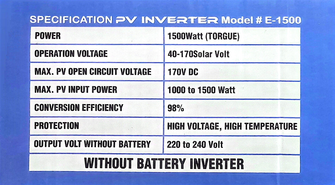 ENERGY 1.5KW Direct Solar Inverter VFD | Runs Without Battery & WAPDA - Zam Zam Store