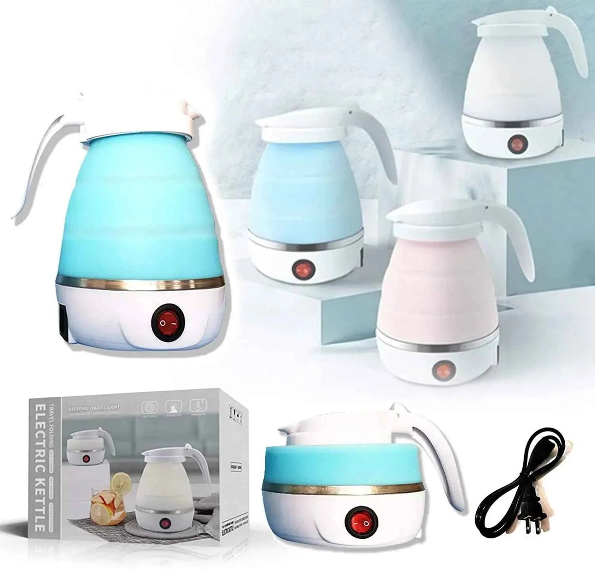Silver Crest 0.7L Foldable Electric Travel Kettle – 600W White - Zam Zam Store