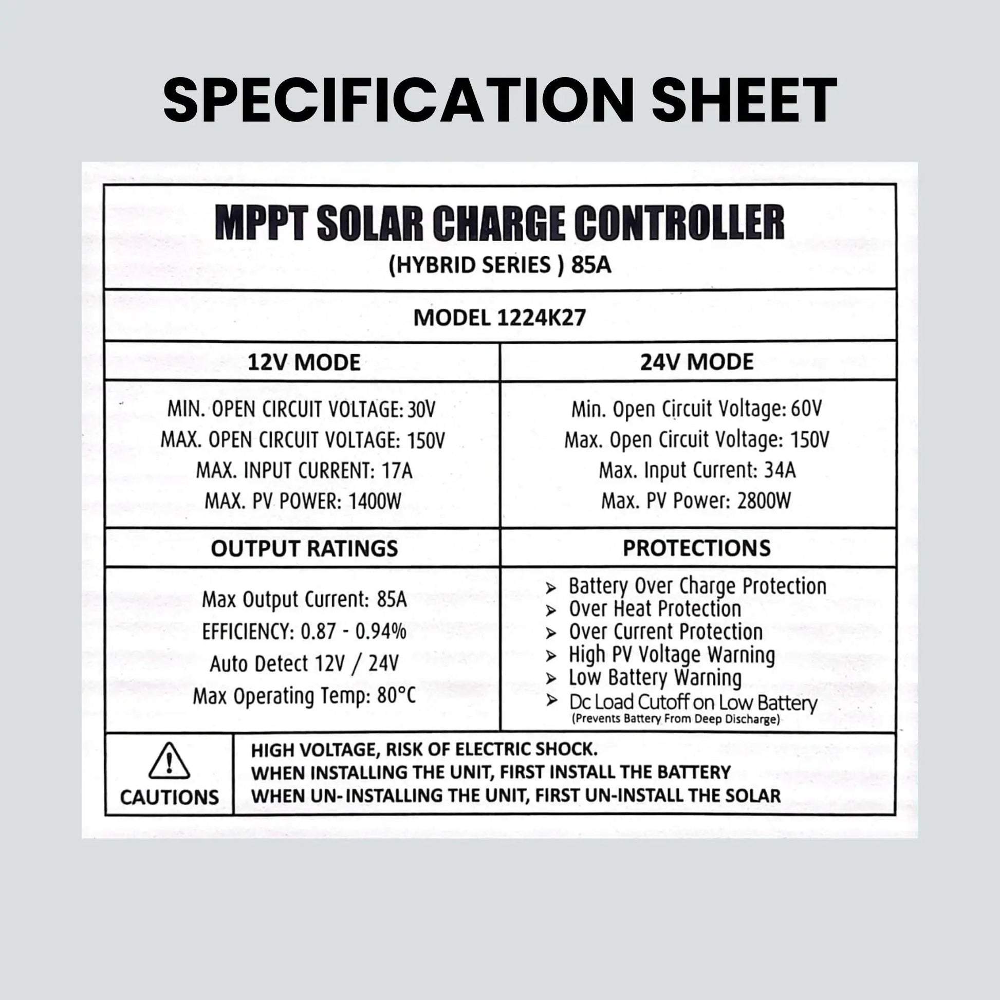 Simtek Hybrid MPPT Solar Charge Controller 85A | 12V/24V - Free Delivery - Zam Zam Store