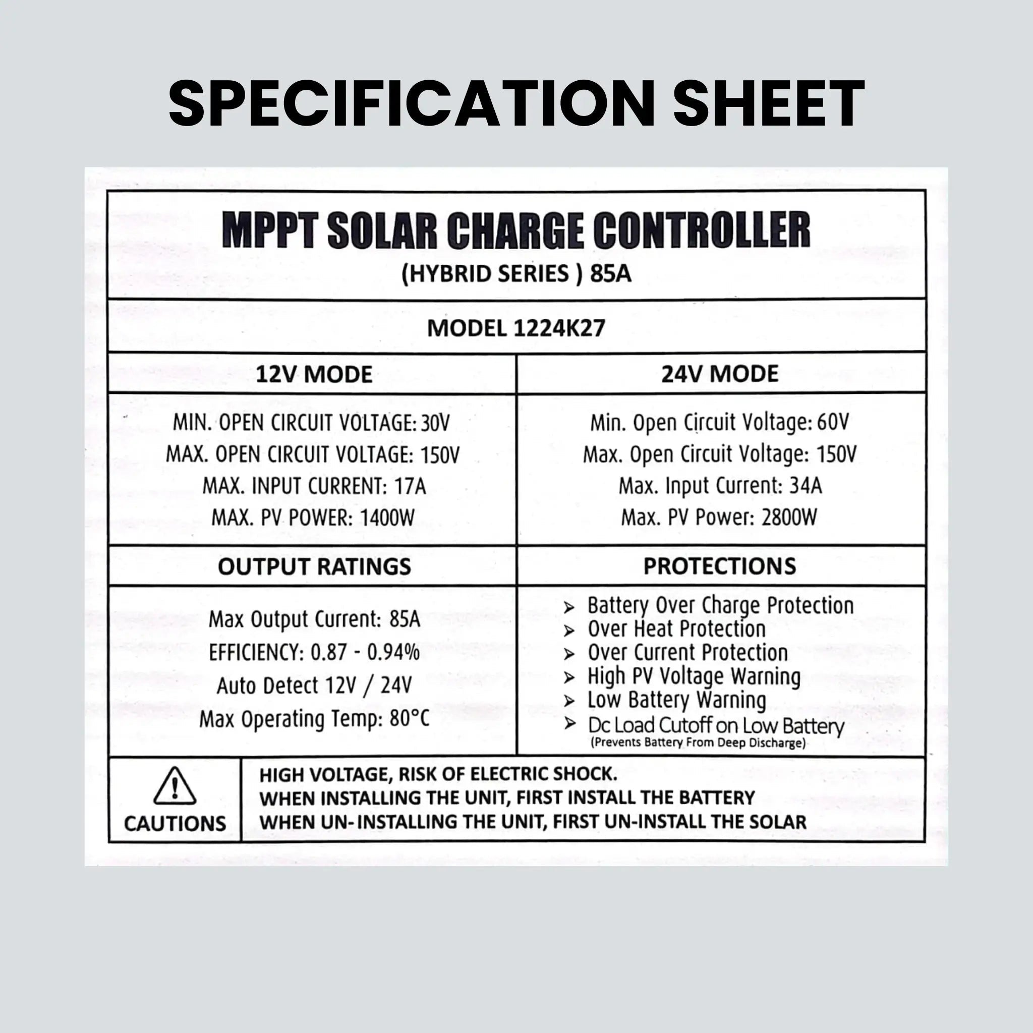 Simtek Hybrid MPPT Solar Charge Controller 85A | 12V/24V - Free Delivery - Zam Zam Store