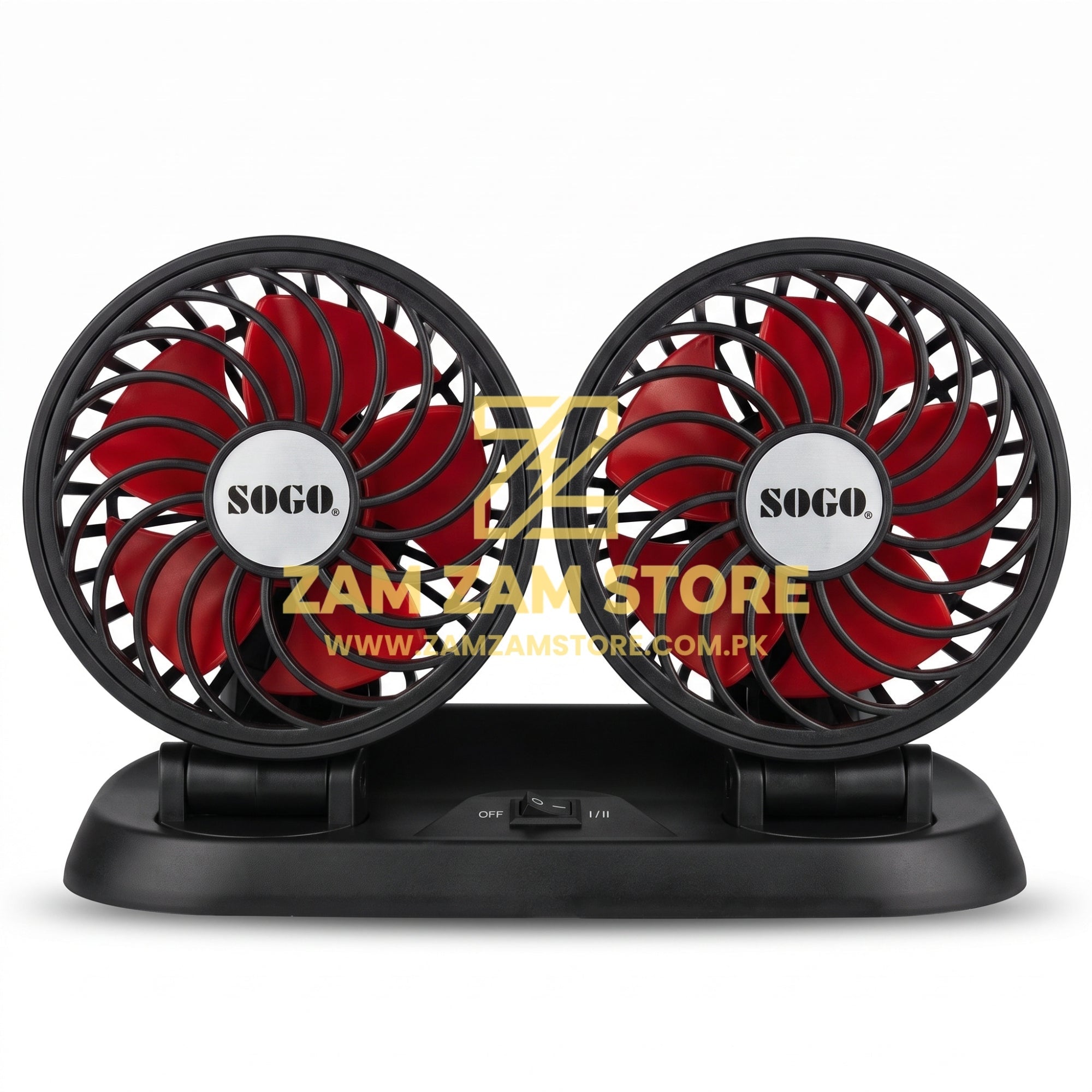 SOGO 12V DC Dual Car & Rickshaw Fan | Double Head Cooling Fan - Zam Zam Store