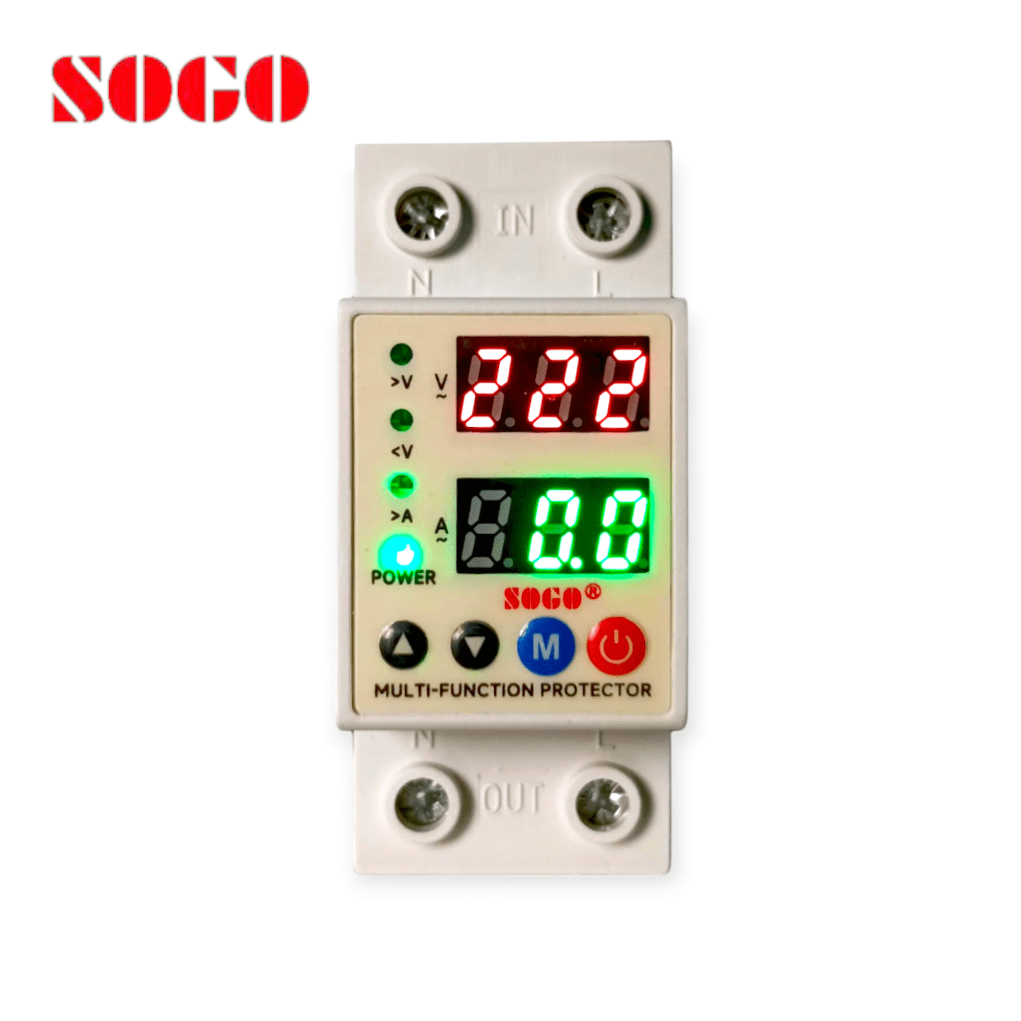 SOGO 3-in-1 Adjustable Over & Under Voltage Protector – 63A with Digital Display - 1 year warranty - Zam Zam Store