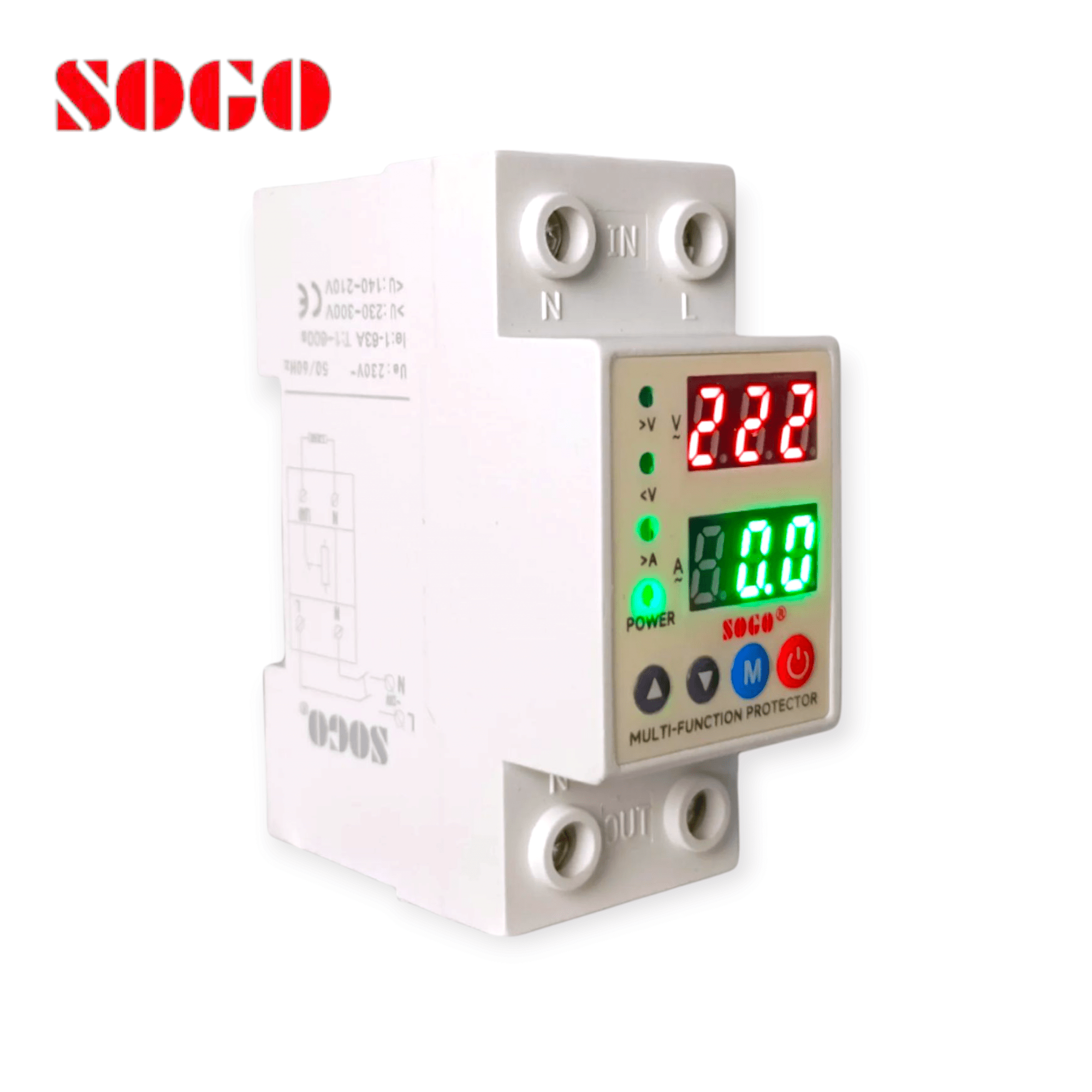 SOGO 3-in-1 Adjustable Over & Under Voltage Protector – 63A with Digital Display - 1 year warranty - Zam Zam Store