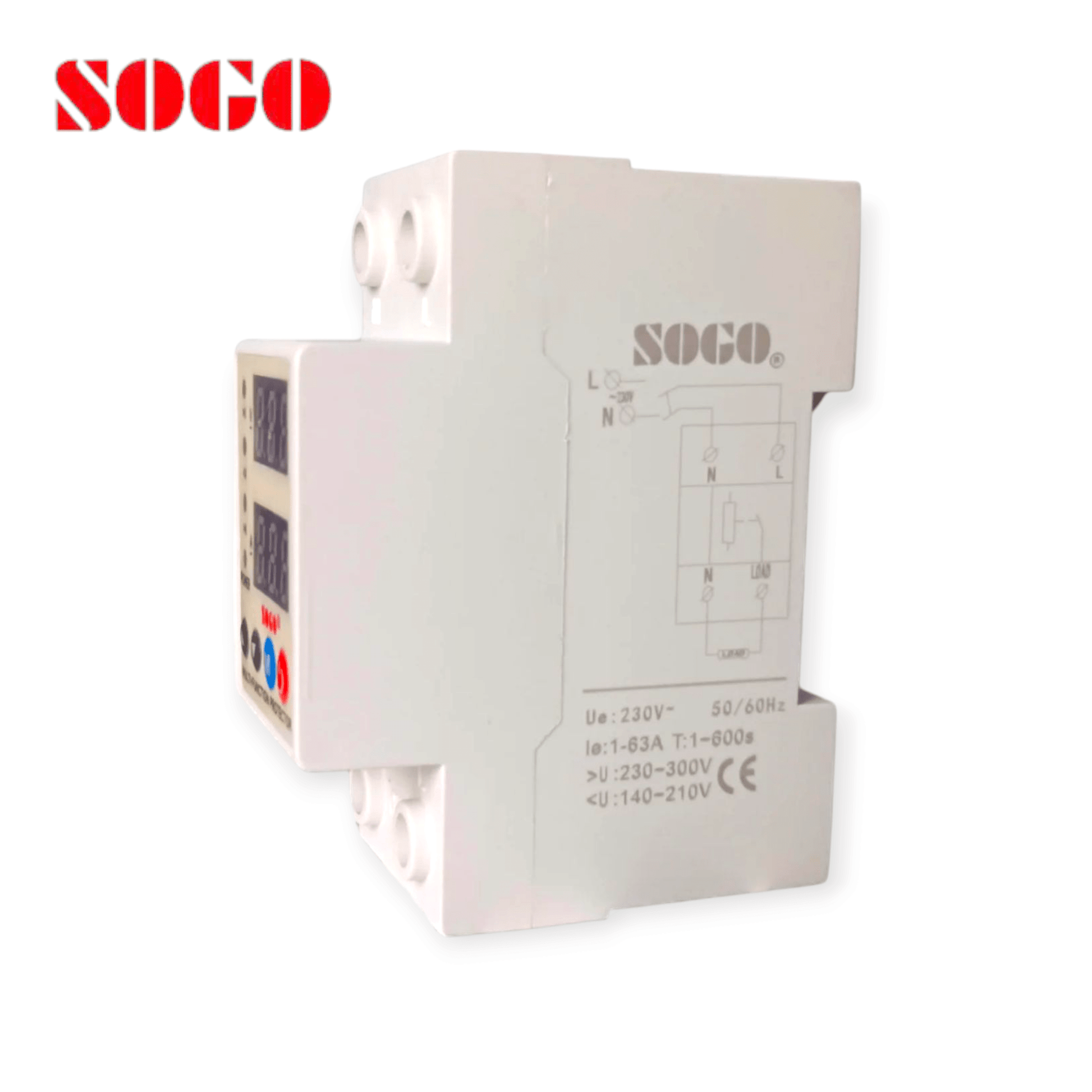 SOGO 3-in-1 Adjustable Over & Under Voltage Protector – 63A with Digital Display - 1 year warranty - Zam Zam Store
