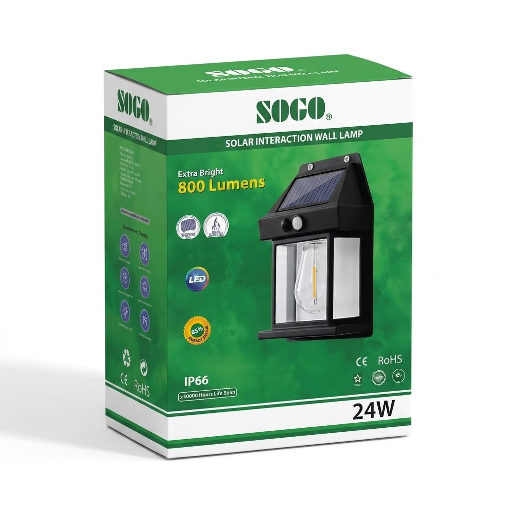 SOGO Solar Interaction Wall Lamp 24W – 800 Lumens Motion Sensor - Zam Zam Store
