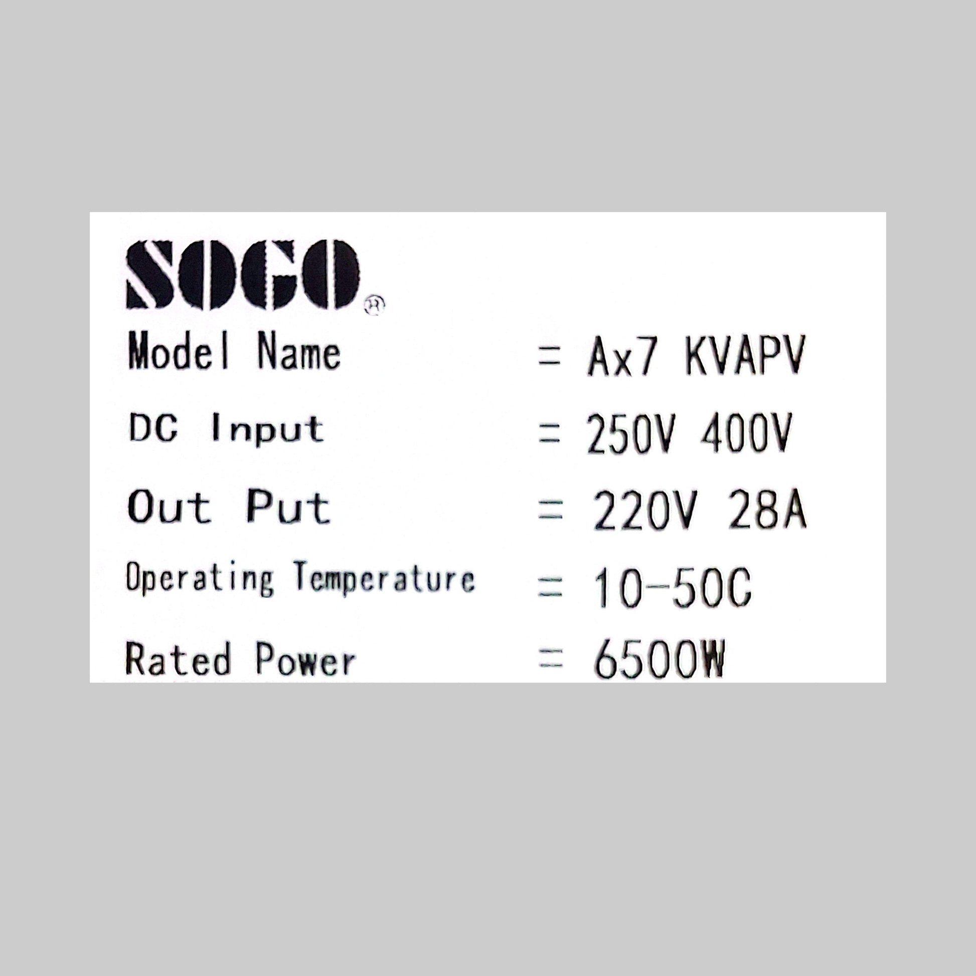 SOGO Solar Inverter 7.5KW NEXA - 1 year warranty - Zam Zam Store