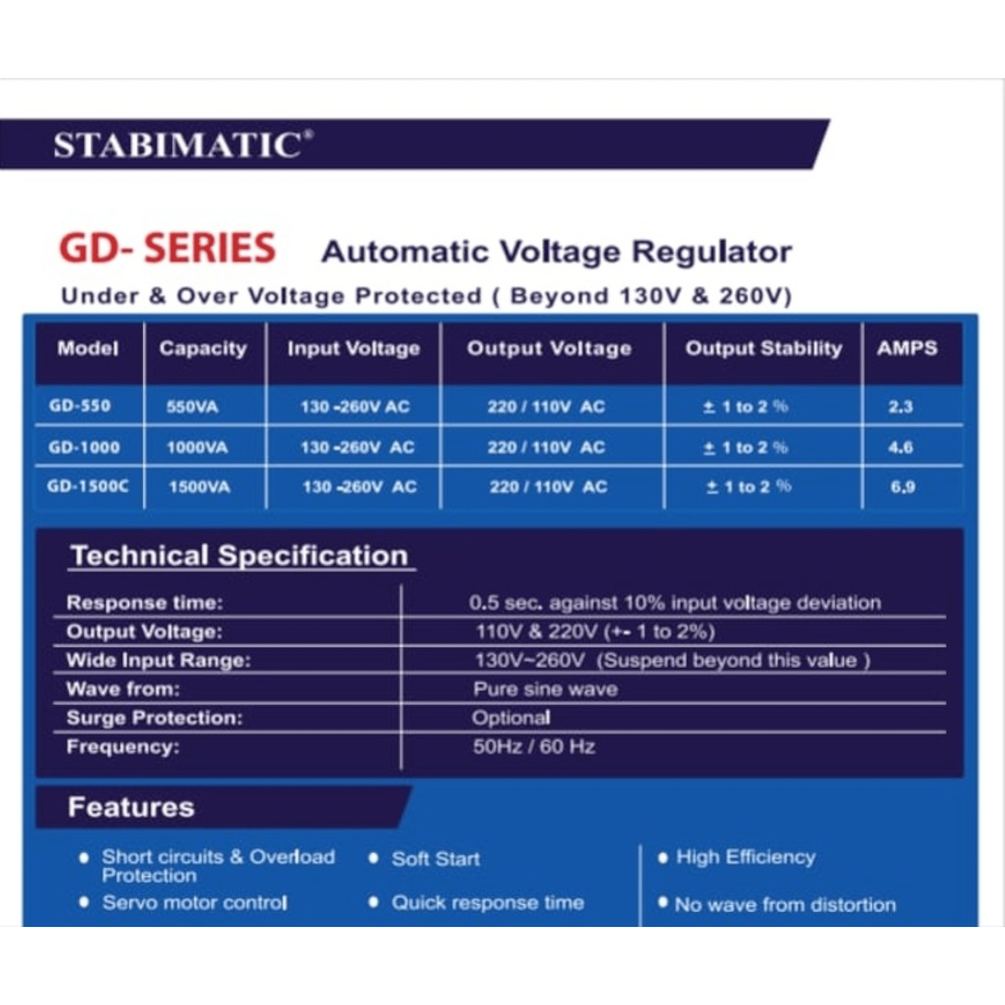 Stabimatic Servo Motor Voltage Stabilizer 1500 va - Zam Zam Store