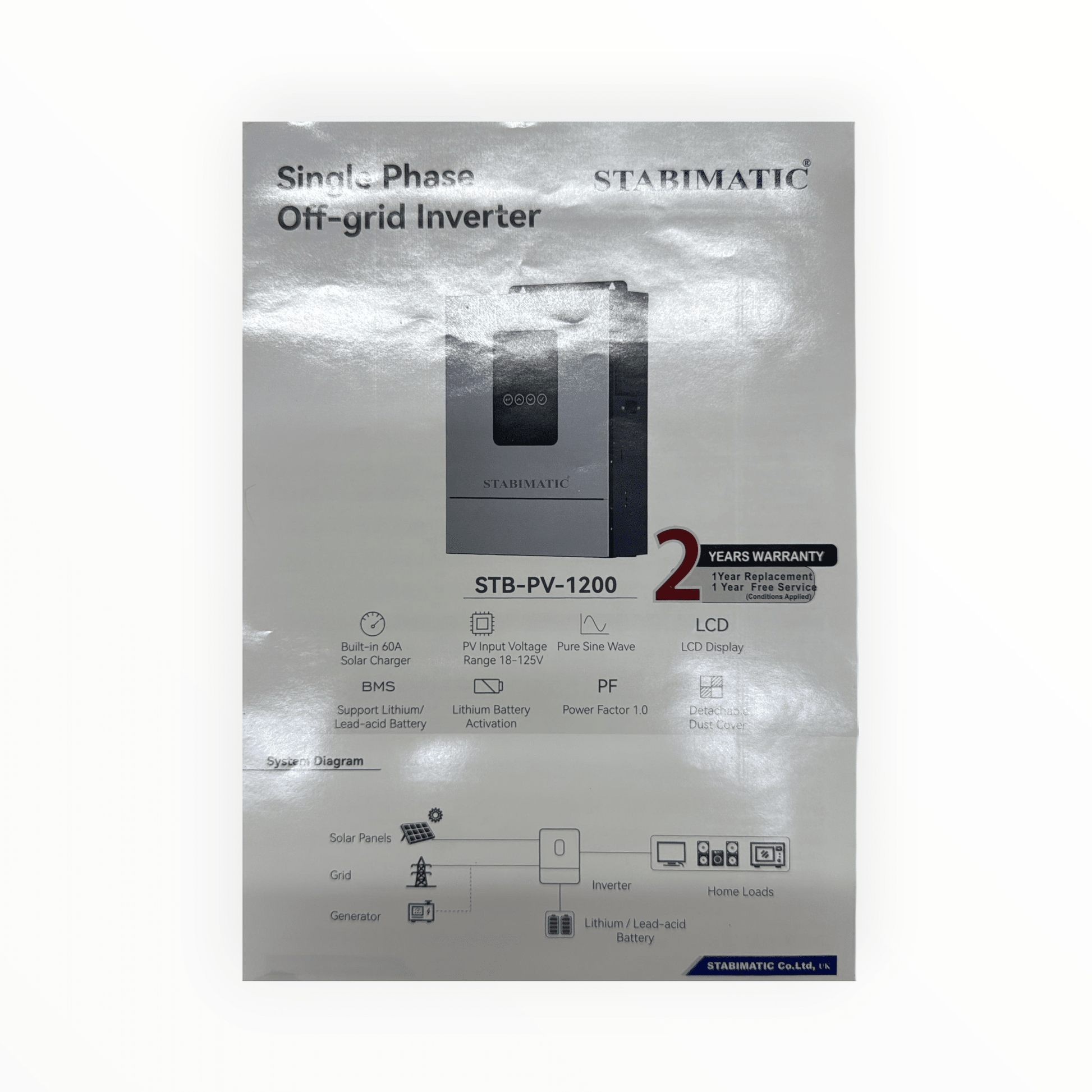 Stabimatic Solar Inverter 1.2kw PV1200 - 2 Panel Supported - Zam Zam Store