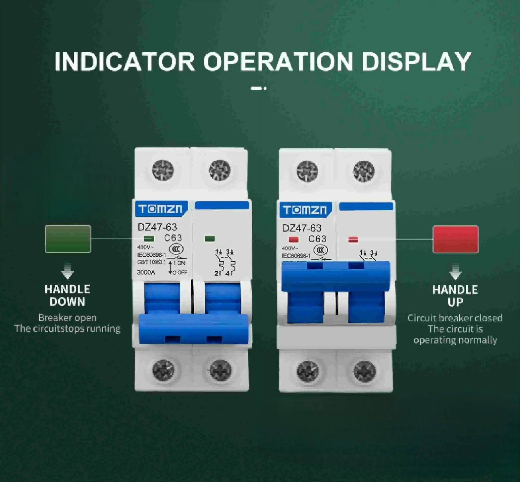 Tomzn 2P AC MCB Circuit Breaker | C Type 230/400V - Zam Zam Store